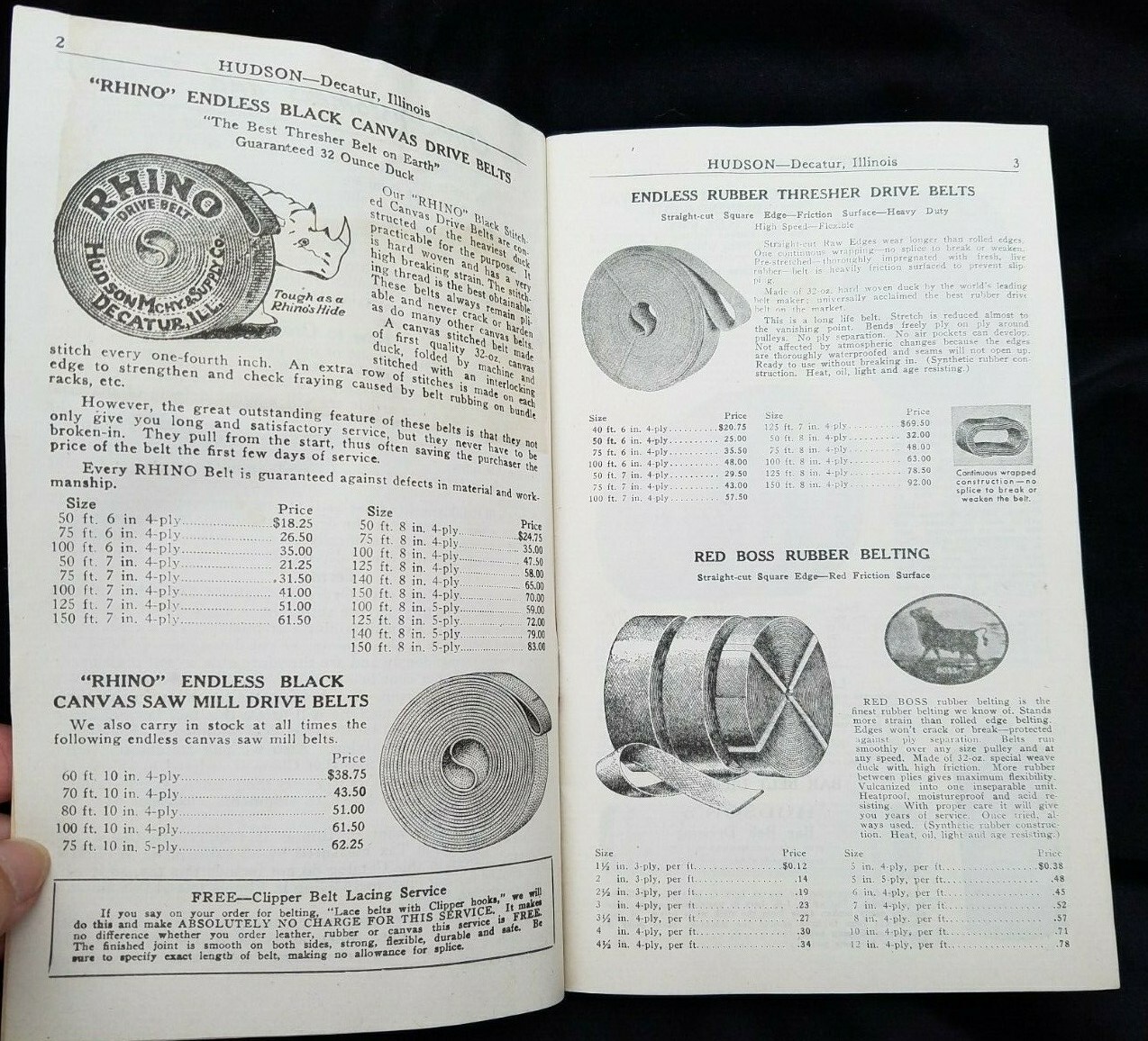 1944 Catalog Hudson Machinery & Supply Decatur Illinois Thresher Mill Supplies