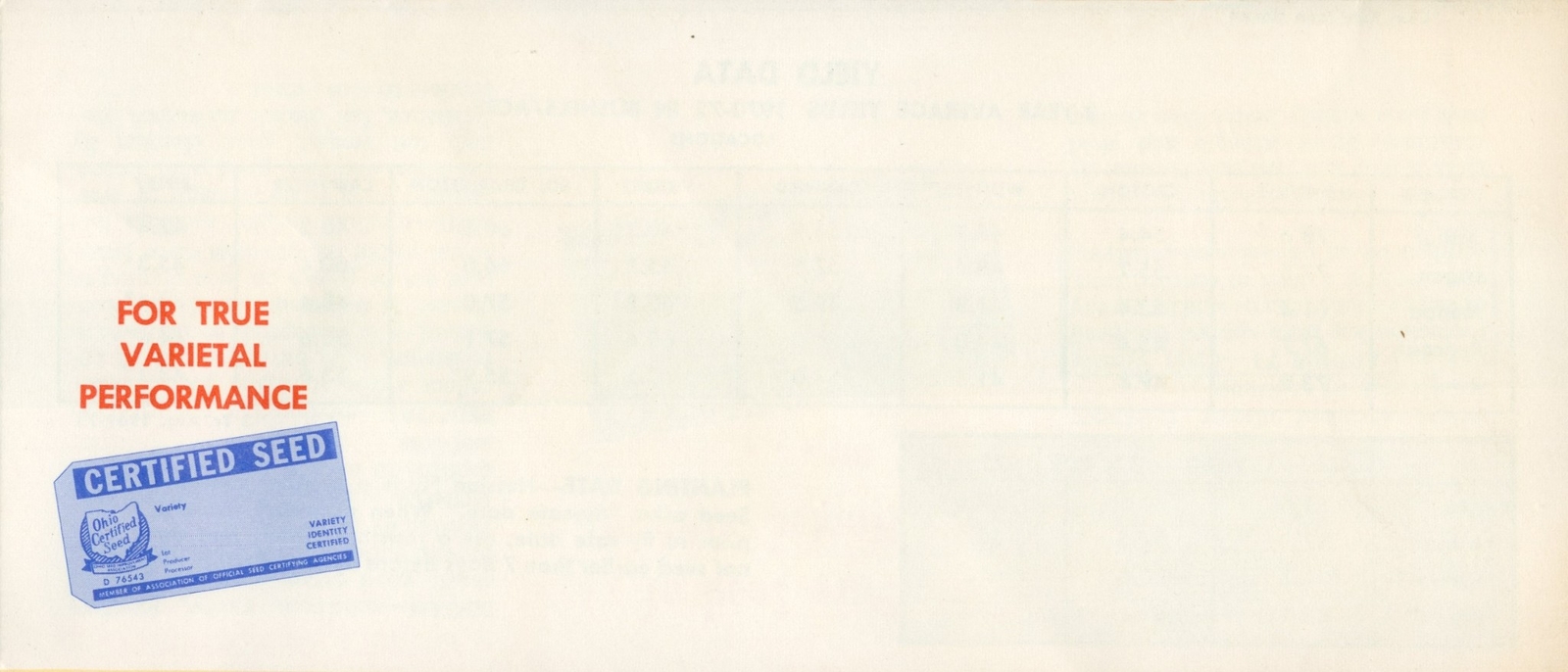 1973 Ohio Certified Seed Wheat Varieties Advertising Mailer Farming Planting USA