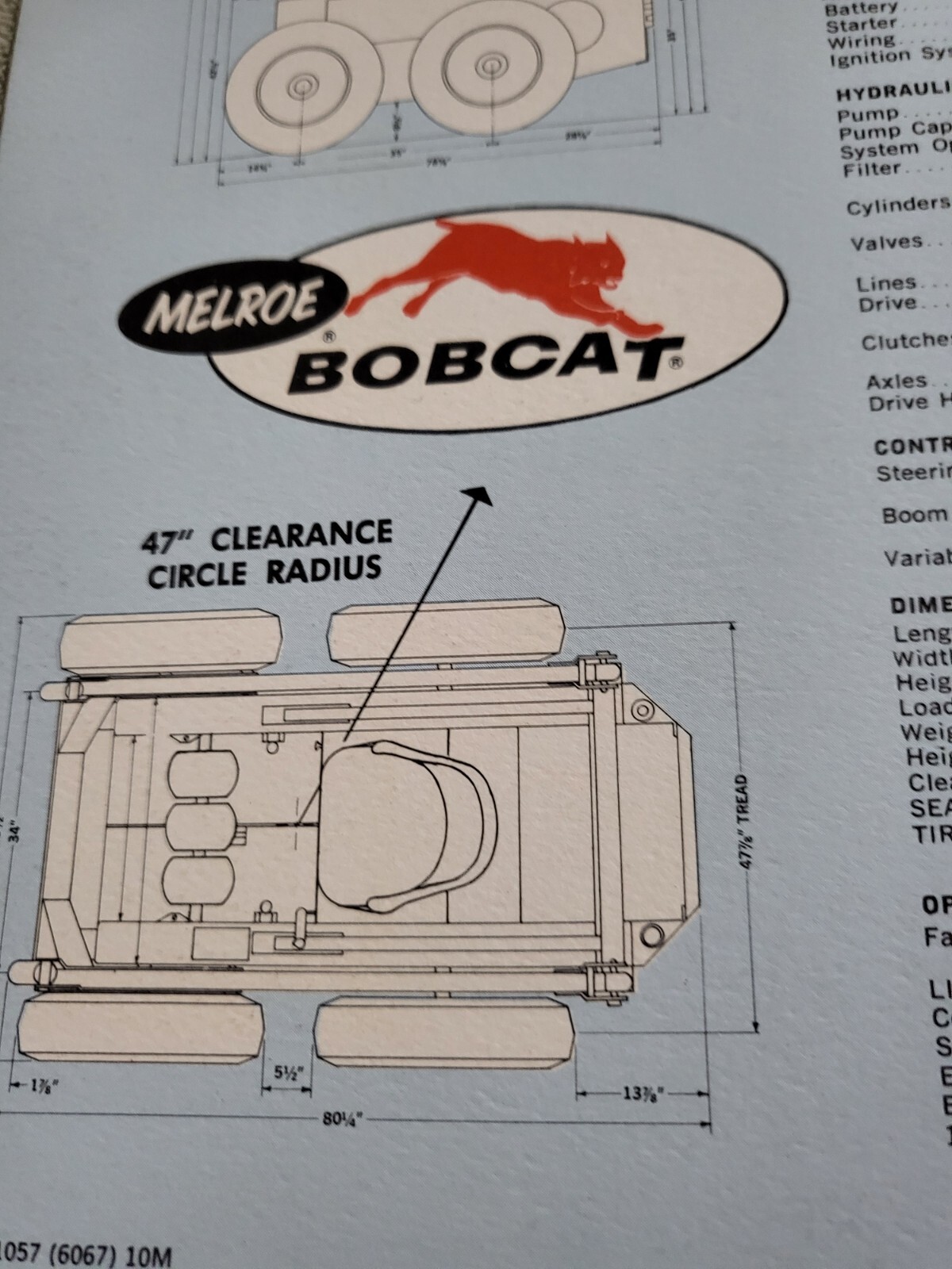 Vintage 1967 BROCHURE Melroe Bobcat Skid Steer Loader M600 25hp Wisconsin engine