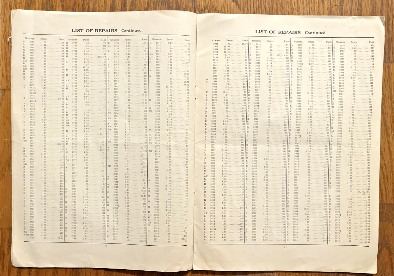 Walter A Wood Machine Co 1927 Parts Price List 4 Bateman Bros Hoosick Falls NY