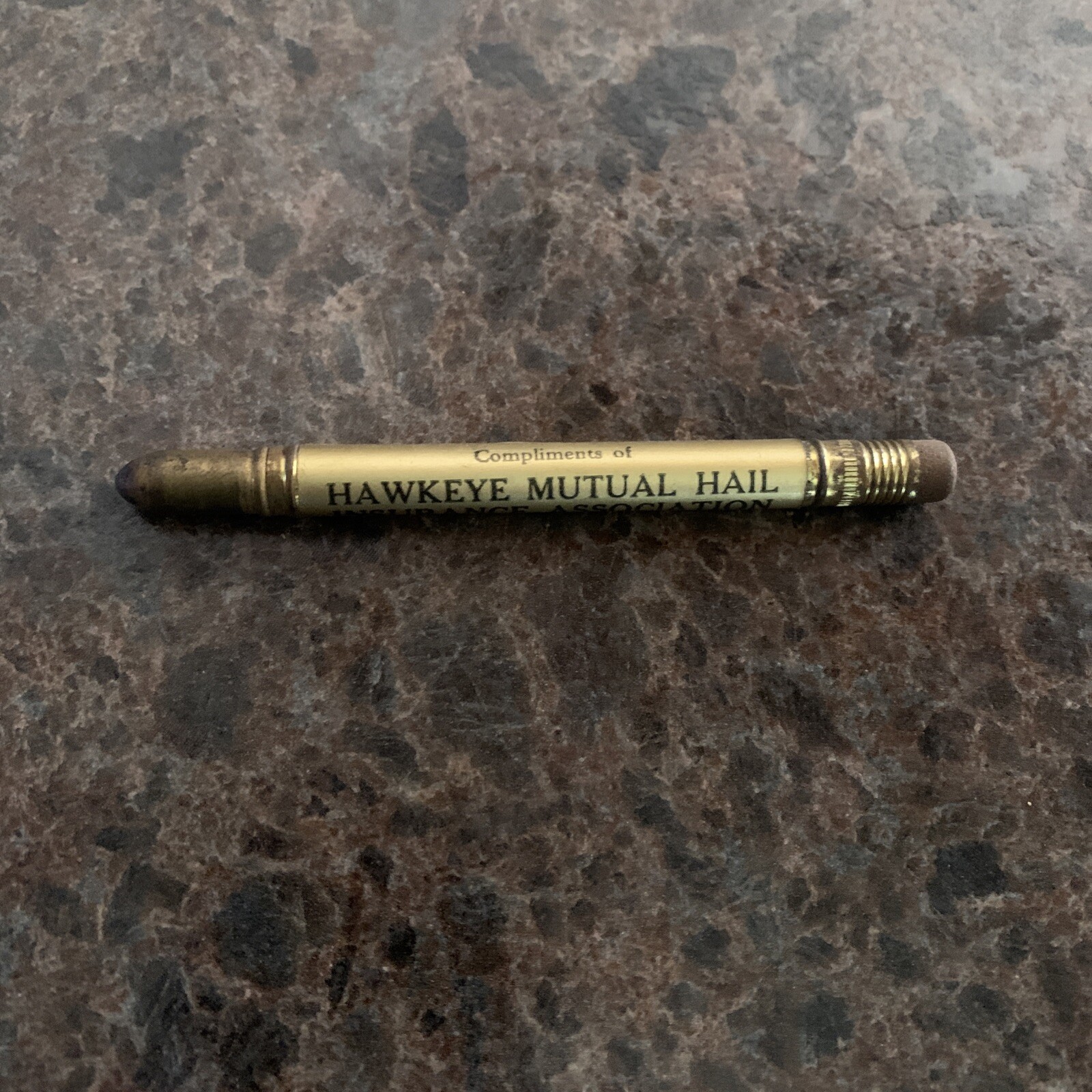 Vtg Hawkeye Mutual Hail Insurance Assn Bullet Pencil Fort Dodge IA