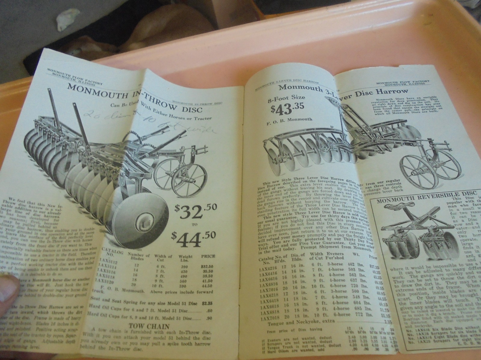 Vintage 1920&rsquo;s Monmouth Plow Factory Brochure