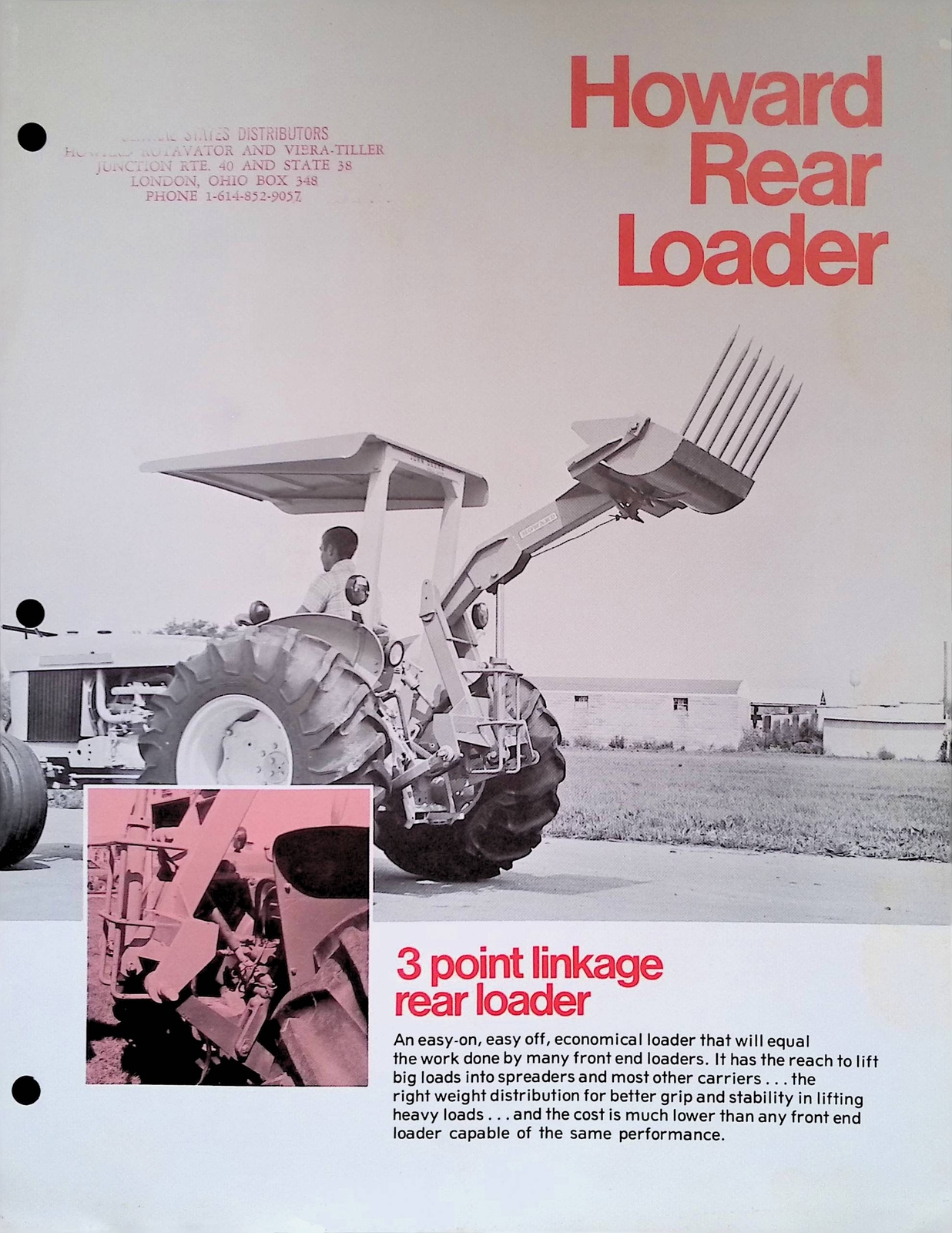 Vintage Farm Advertisement Spec Sheet Efficient Three Point Linkage Rear Loader
