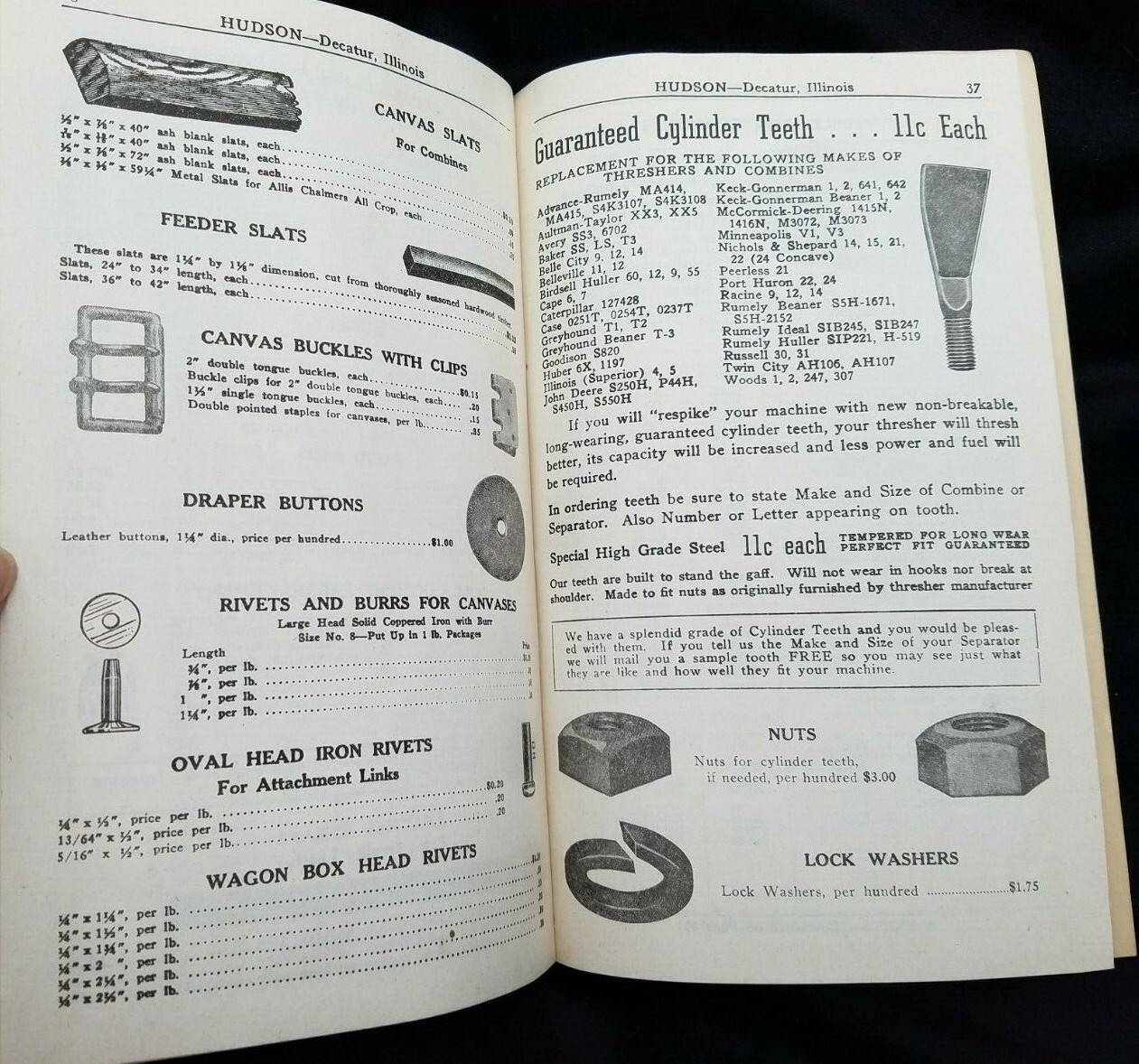 1944 Catalog Hudson Machinery & Supply Decatur Illinois Thresher Mill Supplies