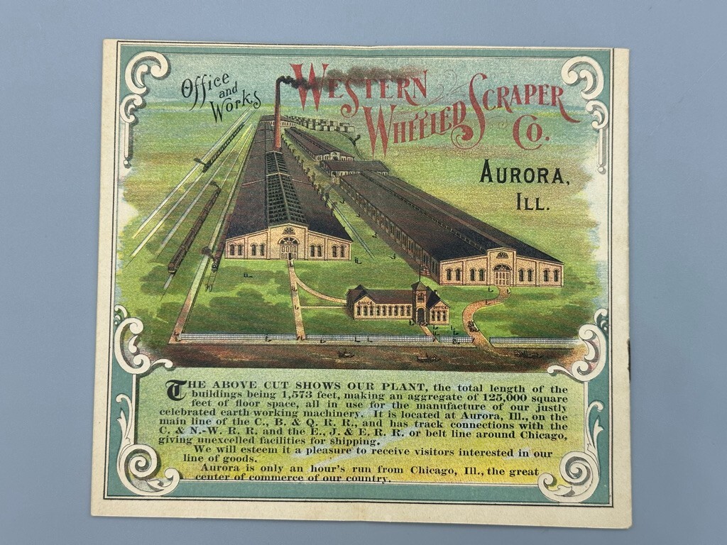 1893 ROAD MACHINE Western Wheel Scraper WORLDS FAIR Catalog Trade Card AURORA IL