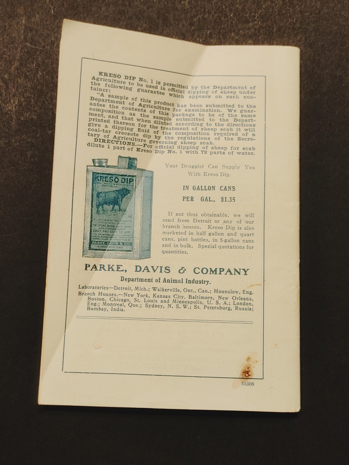 Rare Kreso Dip No 1 Insecticide Disinfectant Germicide Brochure Farm Sanitation