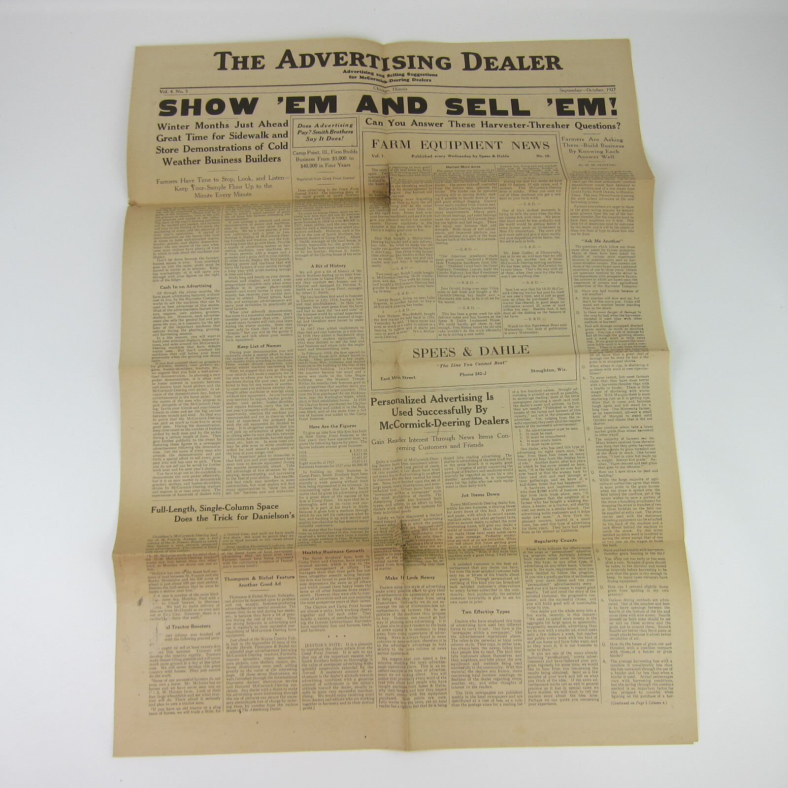 The Advertising Dealer McCormick-Deering Trade News 1927 Chicago IL Antique RARE