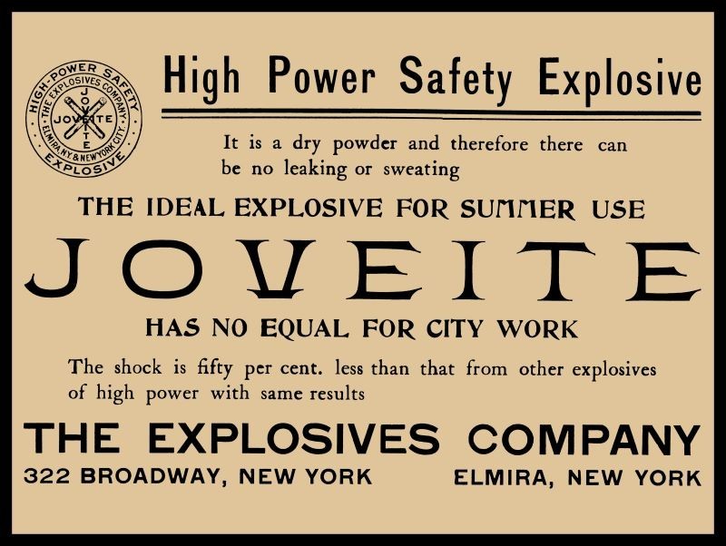 1904 Joveite Explosives of Elmira New York NEW Sign: 24 x 30&Prime; Vertical USA STEEL
