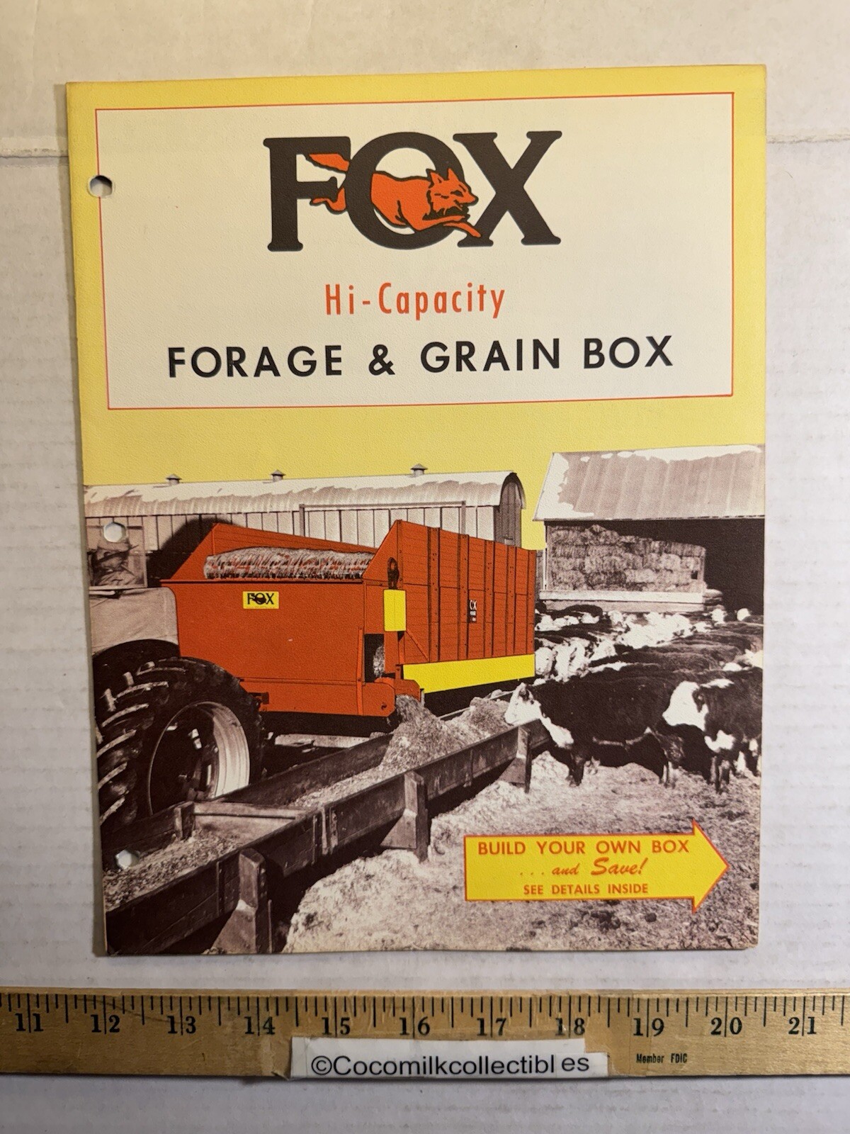 Vintage Fox Hi-Capacity Forage & Grain Box Brochure Appleton Wisconsin