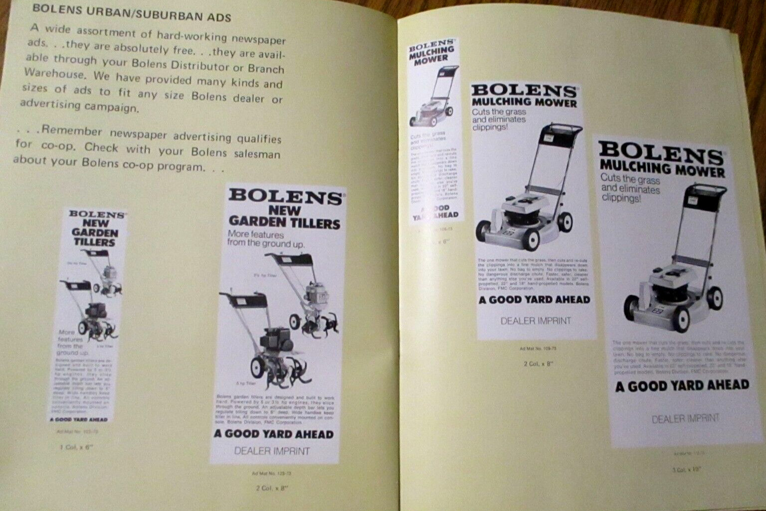 Bolens Lawn Garden Tractor & Attachments & Mowers Dealer Advertising Sales Guide