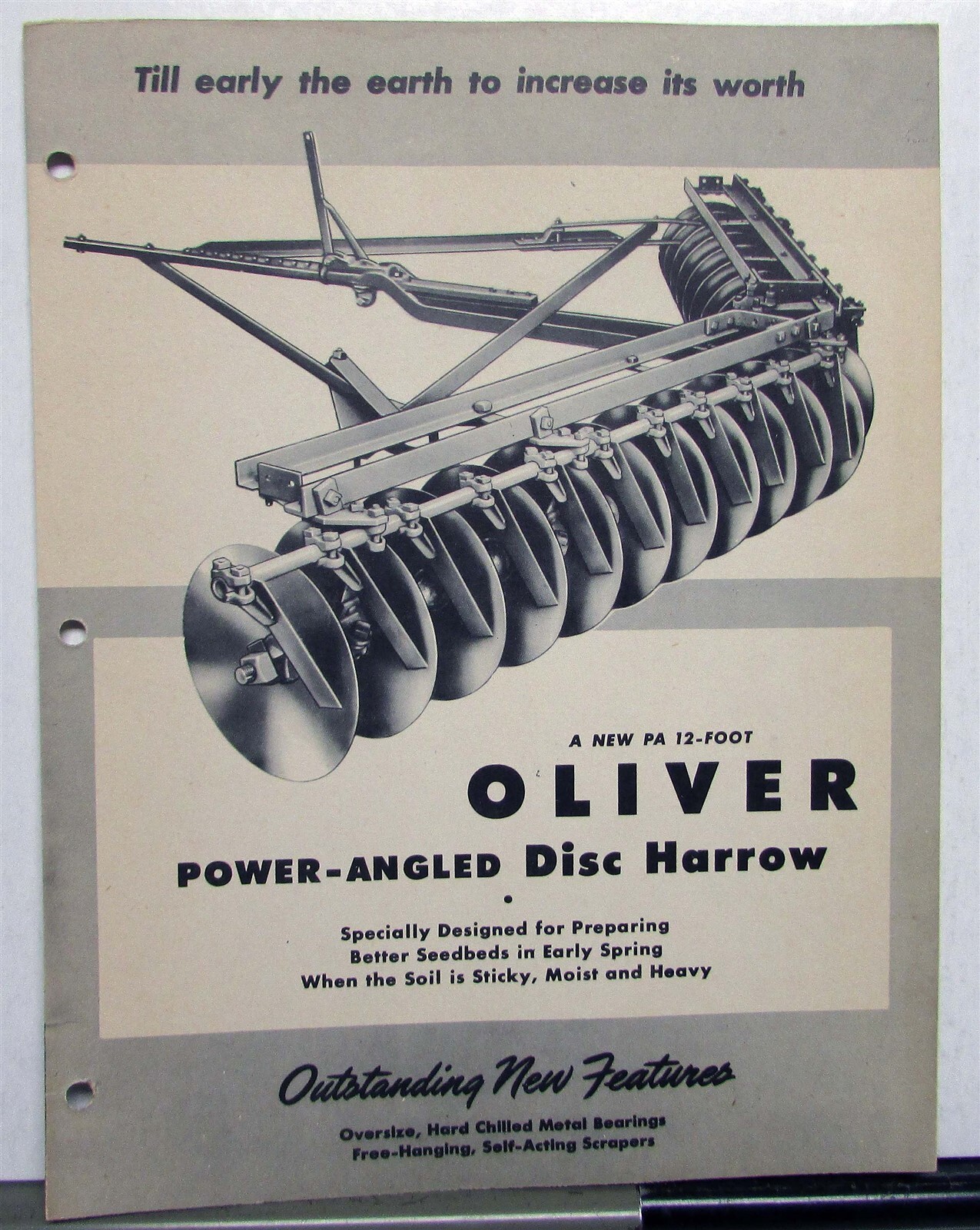 1945 Oliver Power Angled Disc Harrow Specifications Agricultural Sales Folder