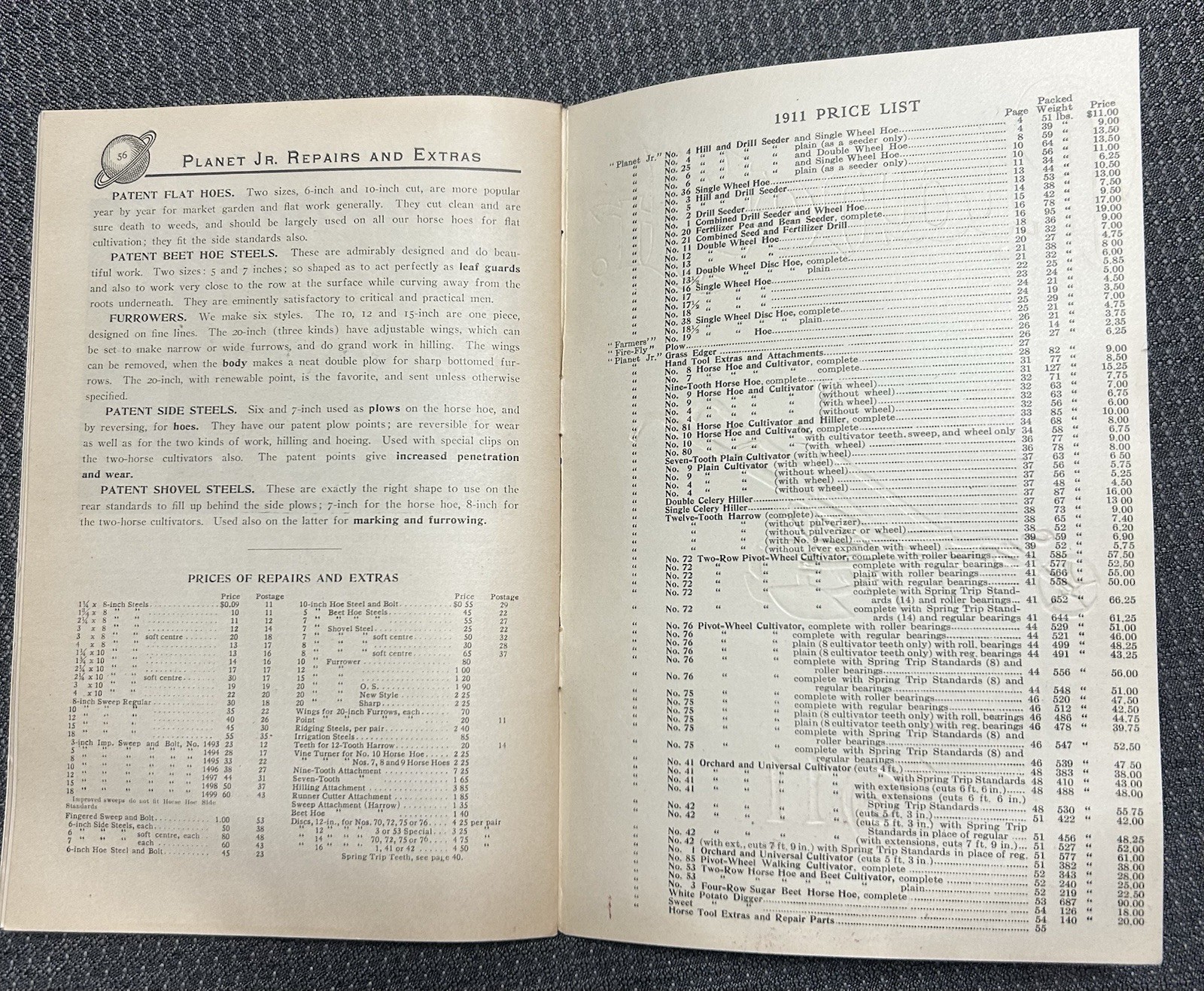 1911 Planet Jr Catalog- Original Old Stock From Turn Of Century Hardware Store