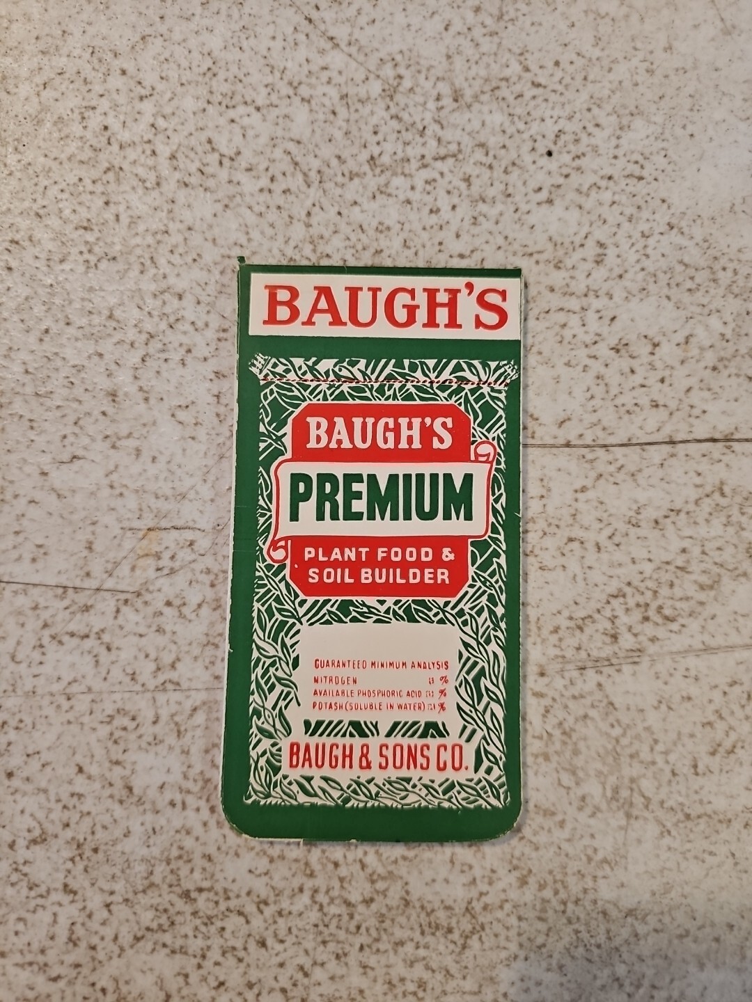 Vintage Baugh&rsquo;s Premium Plant Food & Soil Builder Unused Pocket Note Pad