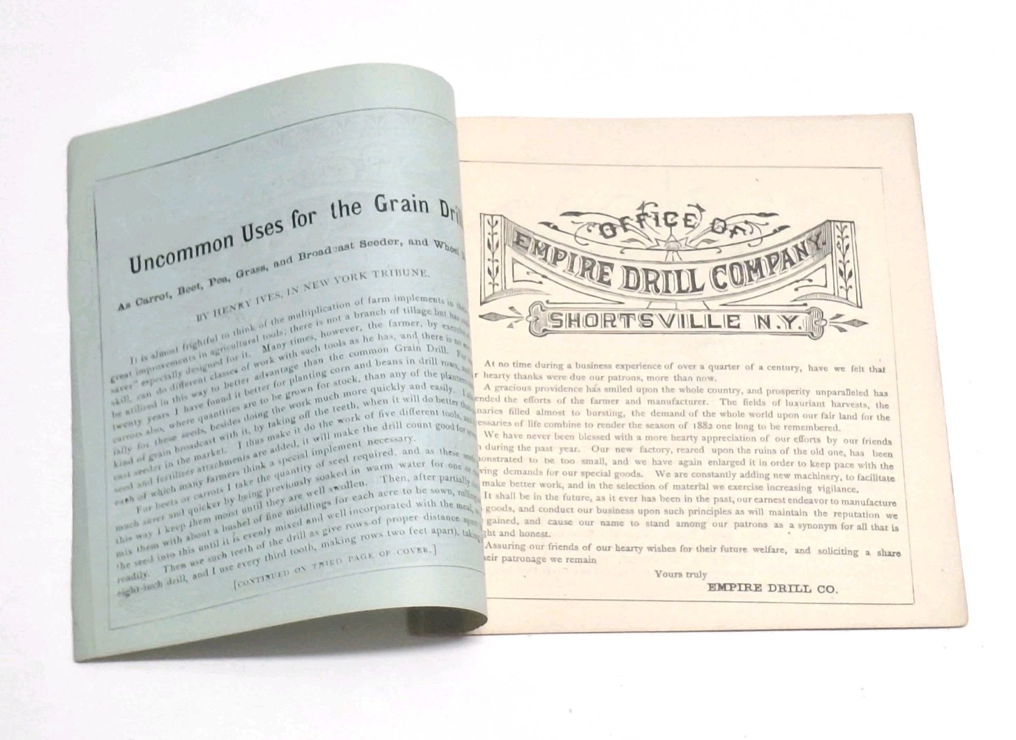 1883 Empire Drill Co Farming & Fertilizing Booklet Catalog Shortsville NY
