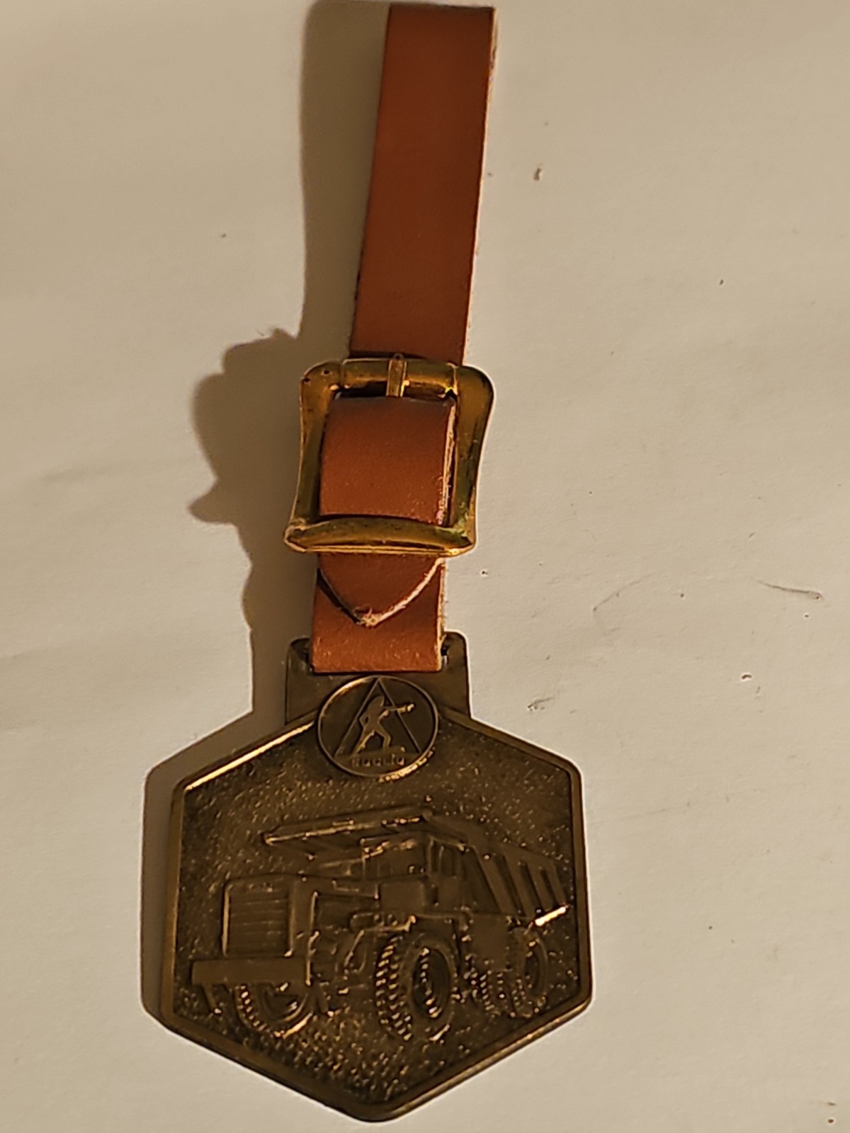 Vintage Euclid-Earth Moving Equipment Watch Fob With Brown Strap
