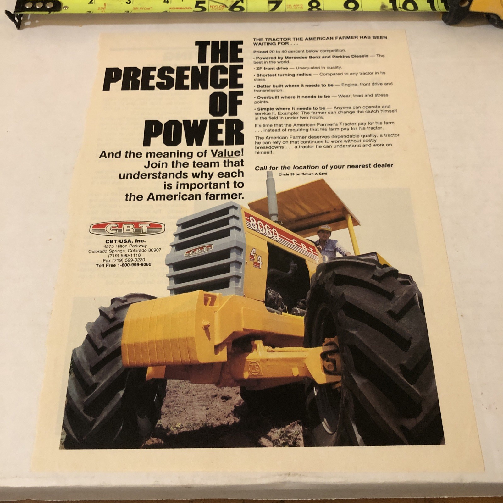 1989 Dealer CBT 8240 8060 8260 Tractor Sales Brochure Spec Sheet Literature