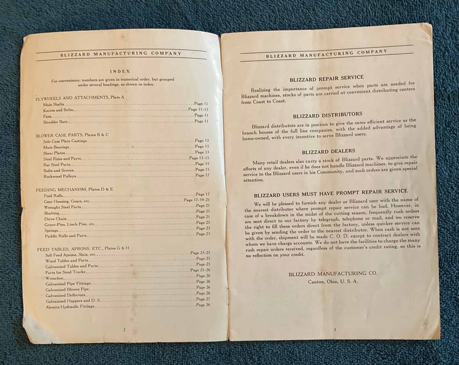 MR1414:Blizzard Manufacturing Hay Choppers Parts Price List & Instruction Book