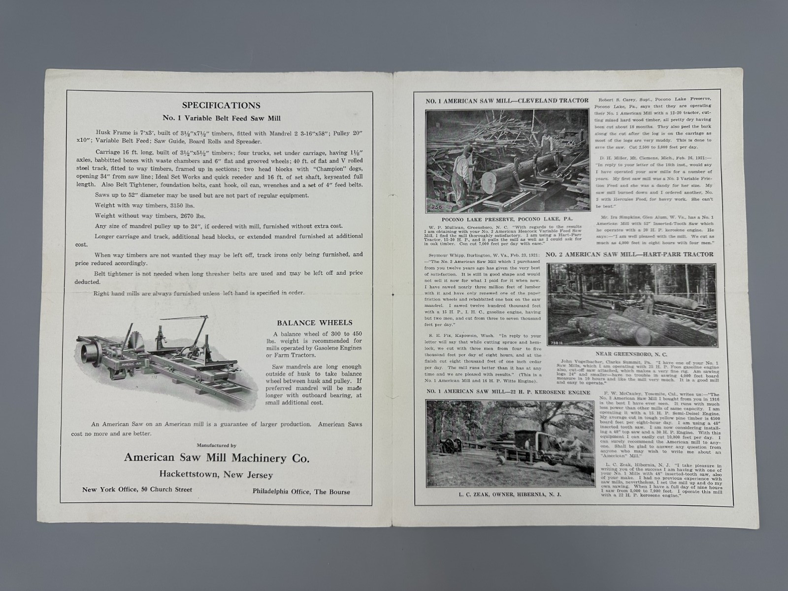 c 1920 AMERICAN SAW MILL Machinery For FARM TRACTORS Advertising Fordson Titan