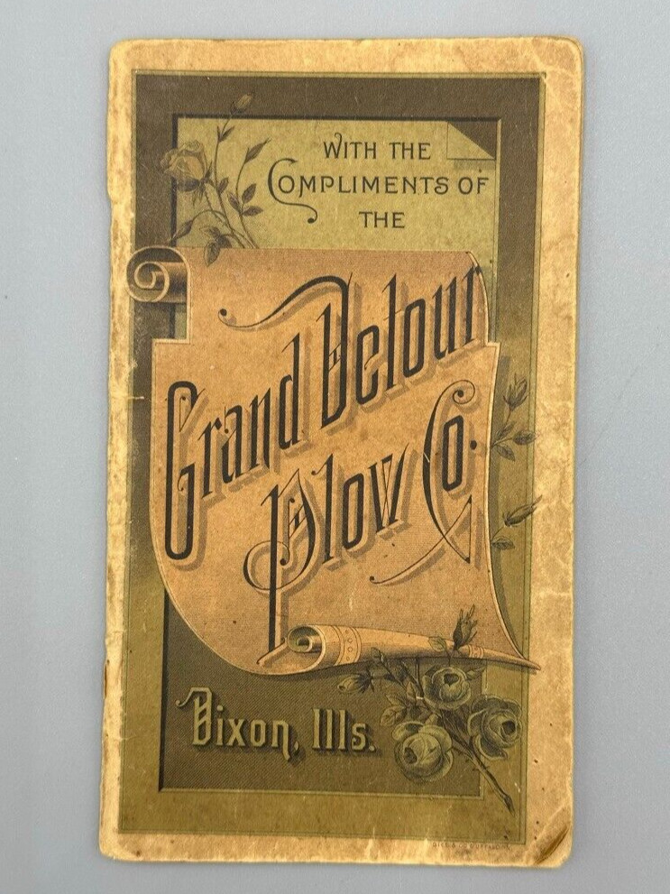 1895 GRAND DETOUR PLOW Co FARM Machinery Pocket Memo Ledger DIXON Illinois Adv