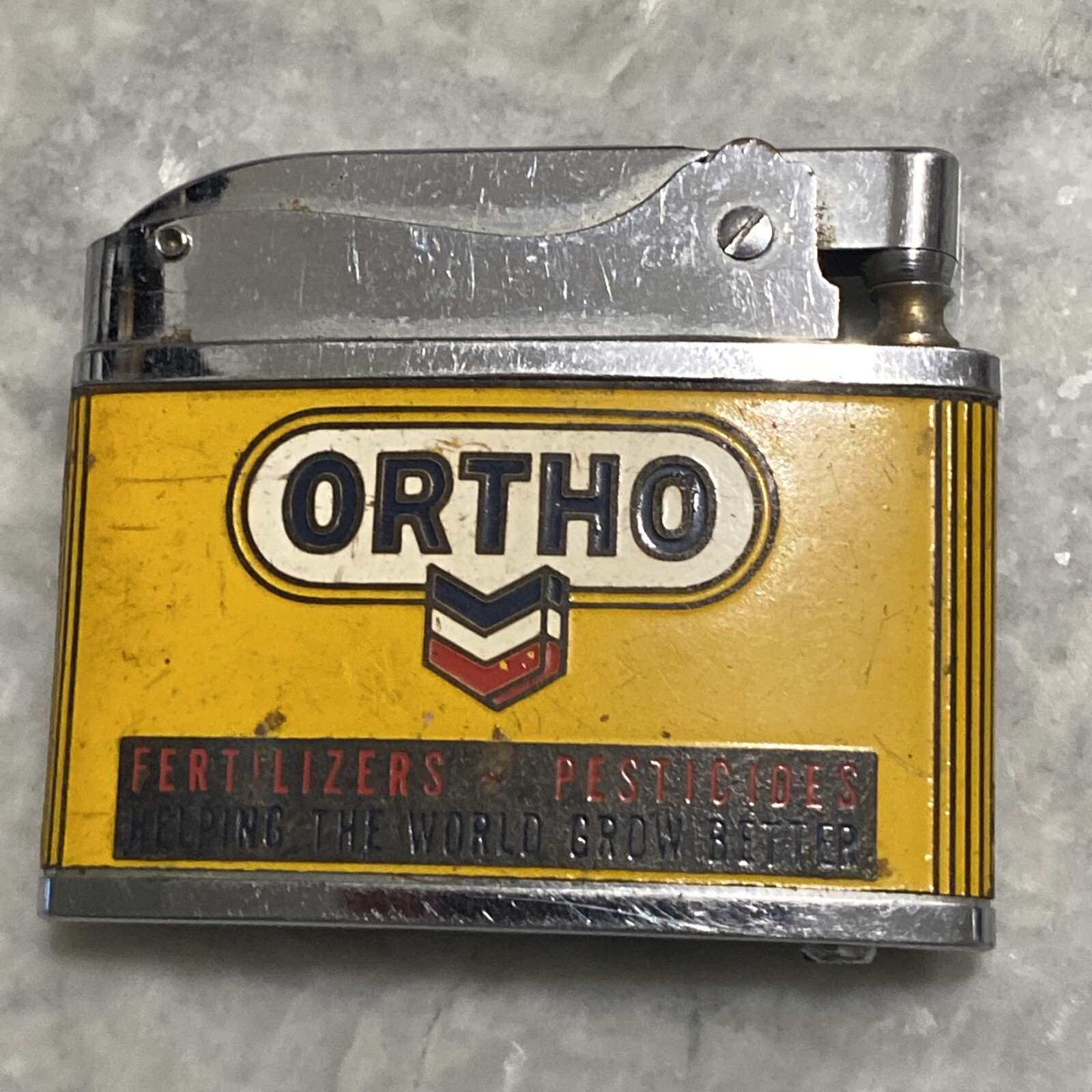 Vintage ORTHO CHEVRON FERTILIZERS PESTICIDES ADVERTISING LIGHTER Brother Lite