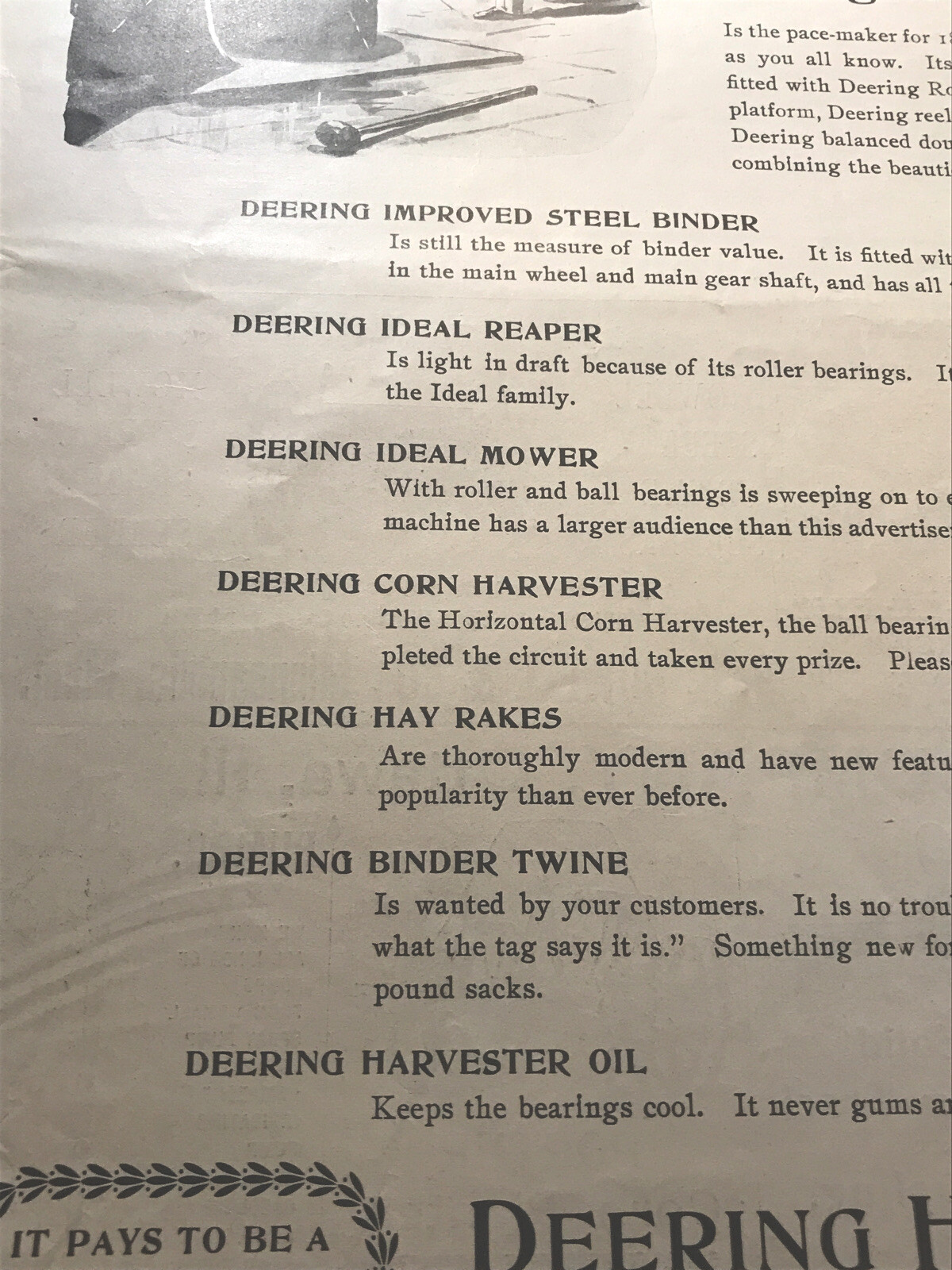 ORIGINAL 1897 Deering Harvester Farm Binder Advertising – Chicago – 10” X 14”