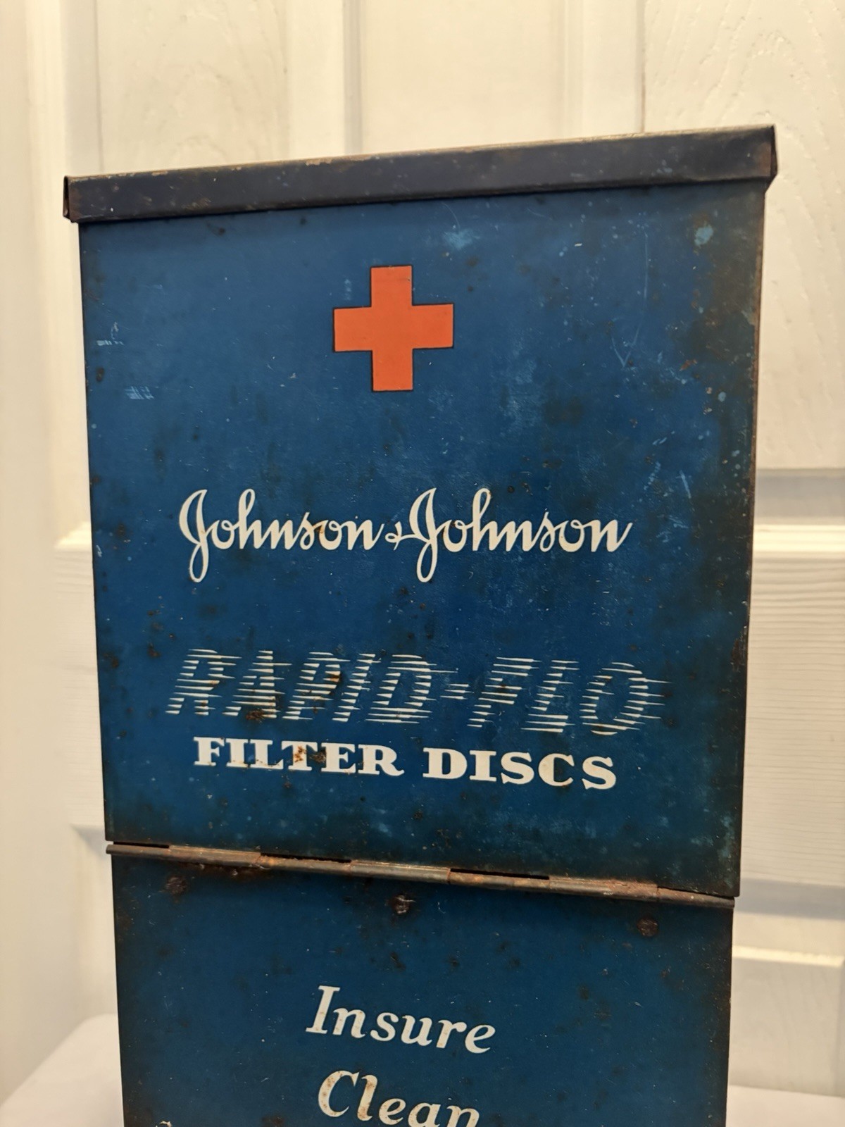Vintage Johnson & Johnson Clean Milk Filter Discs Farm Cows 16.5” Metal Cabinet