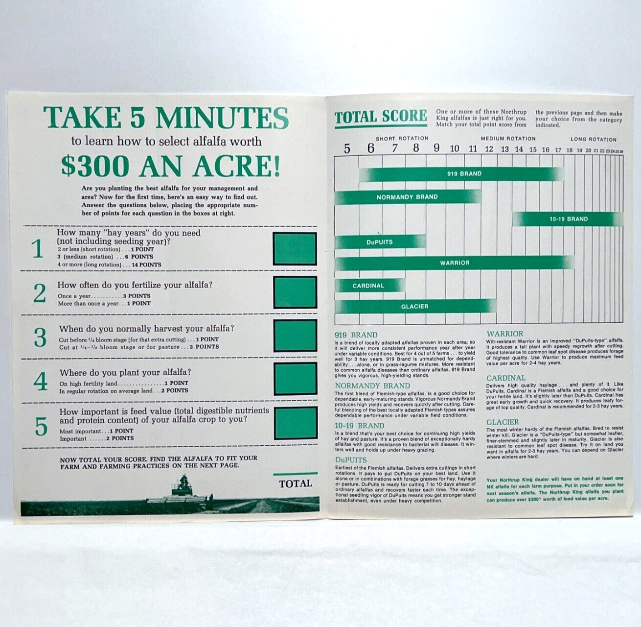 Vintage Northrup King Alfalfa Dealer Folded Paper Advertising Brochure