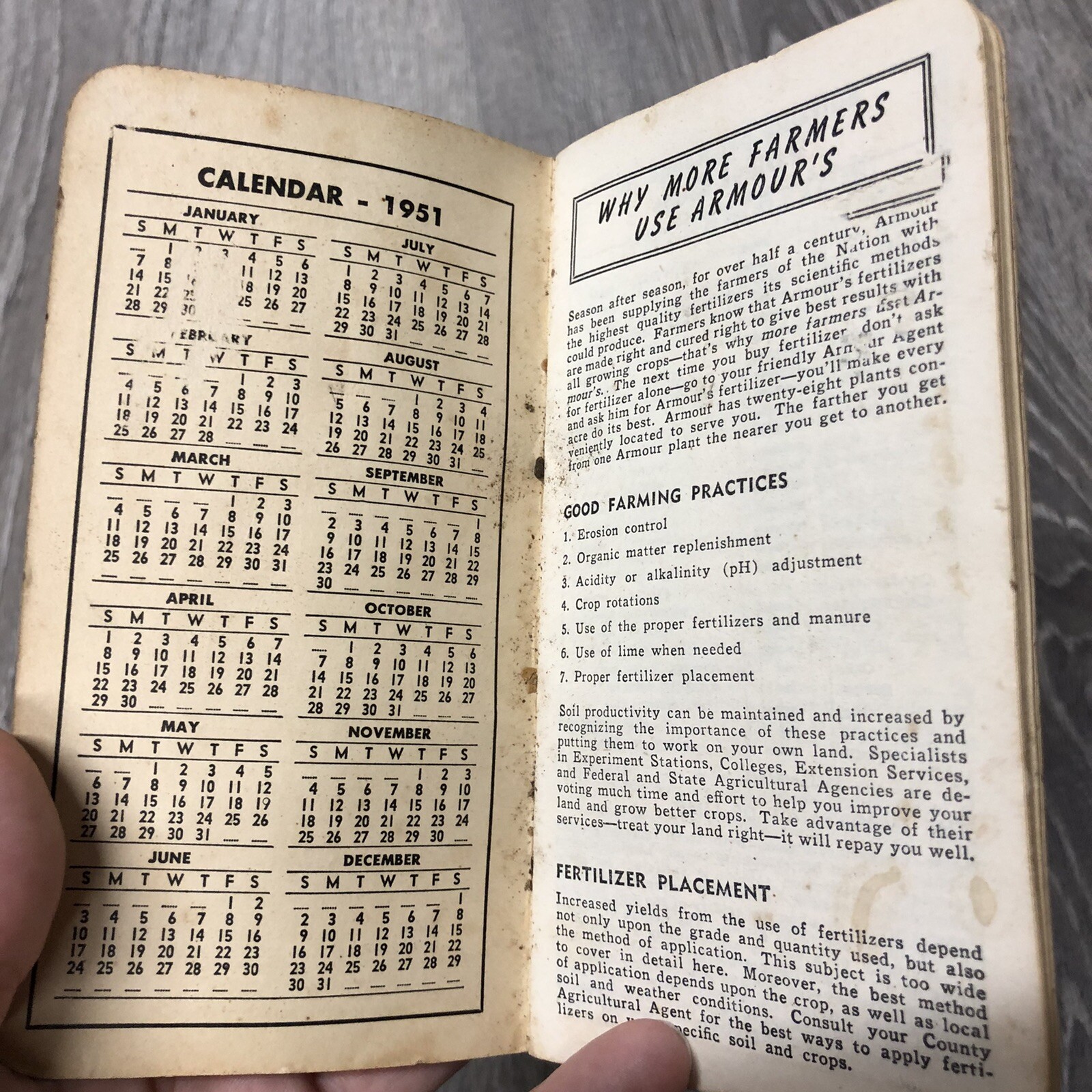 2 Vintage advertisement farm Armours Big Crop Fertilizers Calendar memo 1949 6