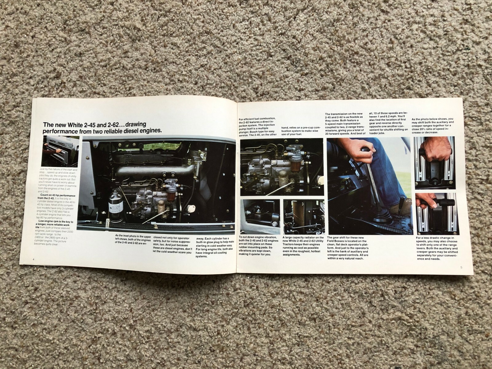 1980 White 2-45 and 2-62 tractors original sales literature.