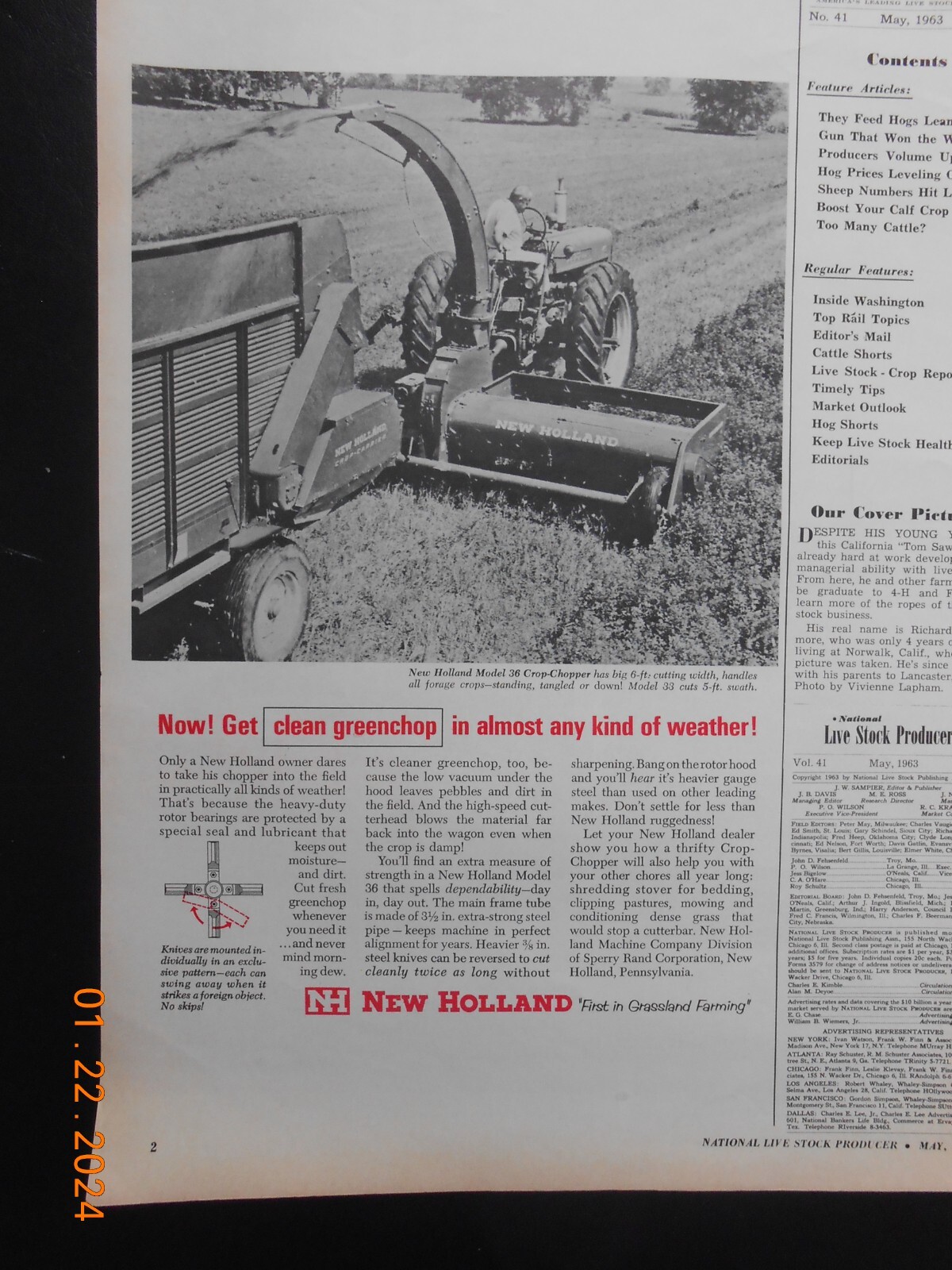1963 NH New Holland Model 36 Crop Chopper Sperry Rand Pennsylvania vintage AD