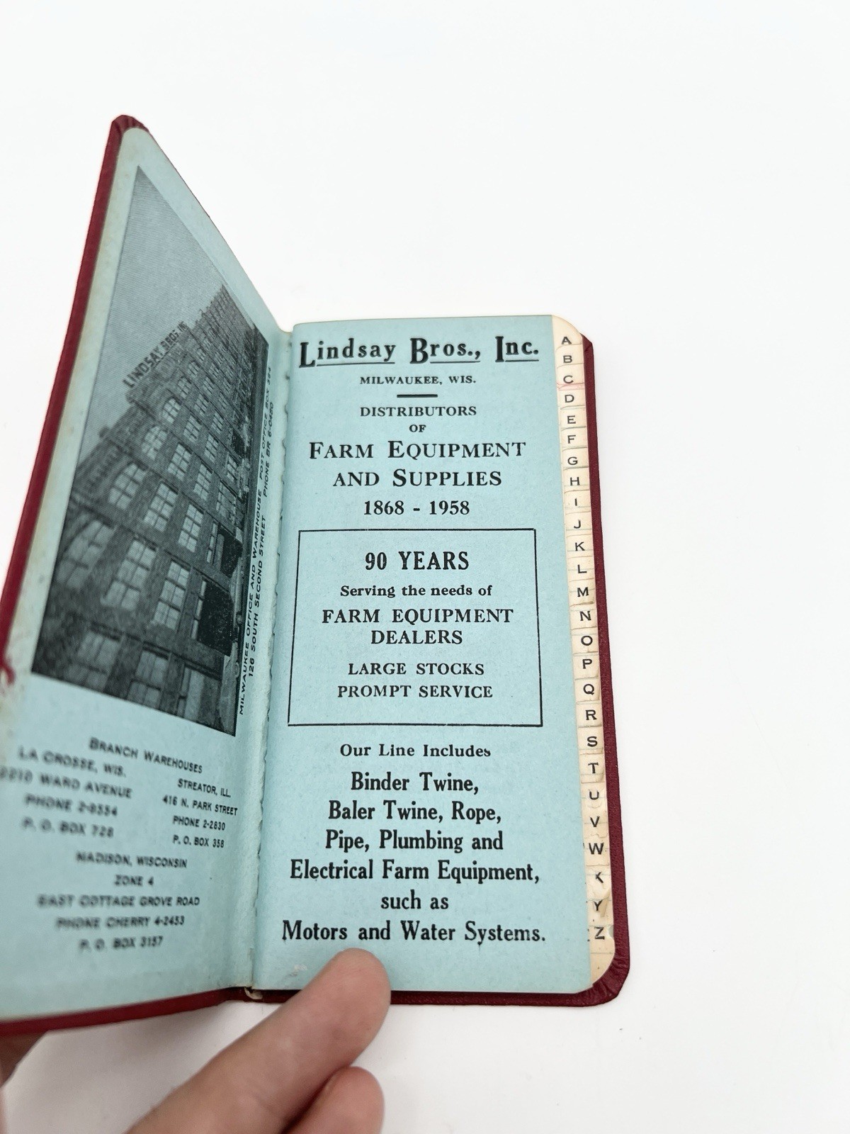 Vintage 1959 Lindsay Bros. Inc. Farm Advertising Pocket Notebook Milwaukee WI