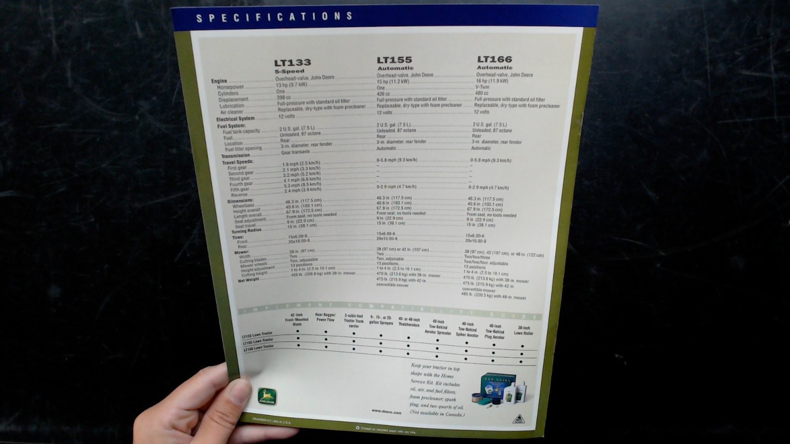 John Deere LT Series Lawn Tractors Brochure Vintage Agriculture Flyer