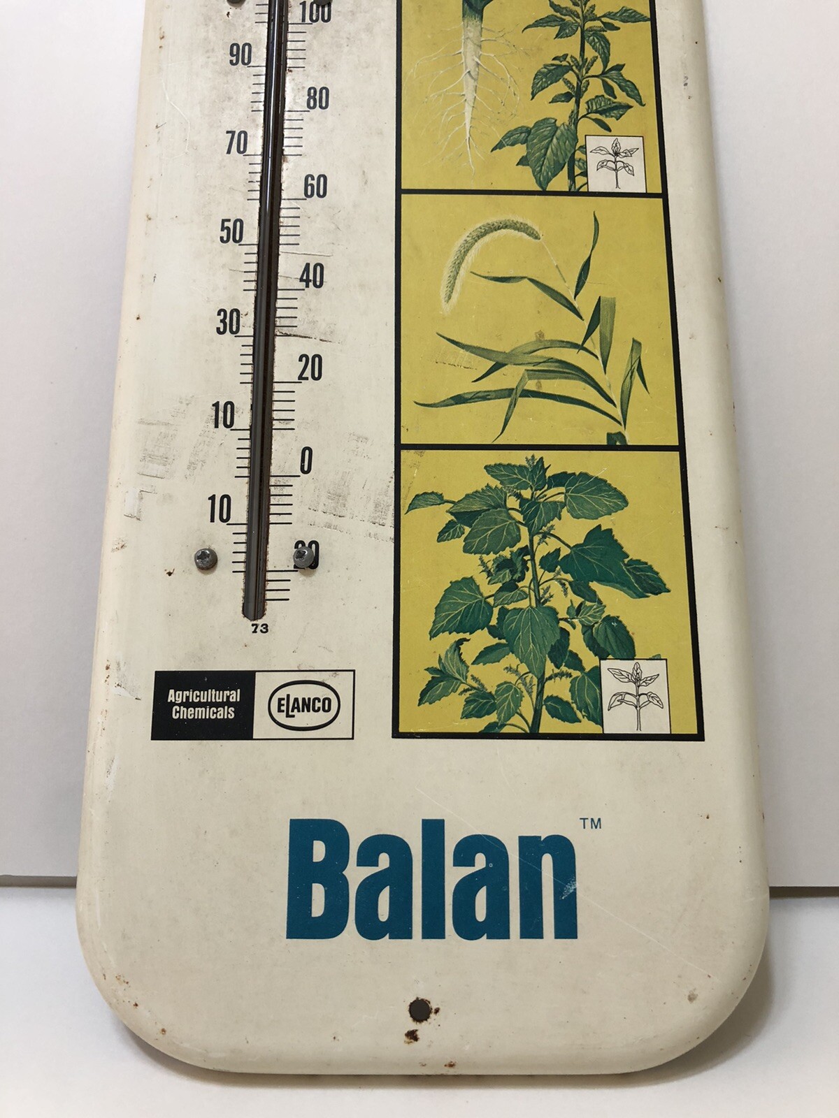 Vintage ELANCO TREFLAN / BALAN Farm Chemical Herbicides Advertising Thermometer