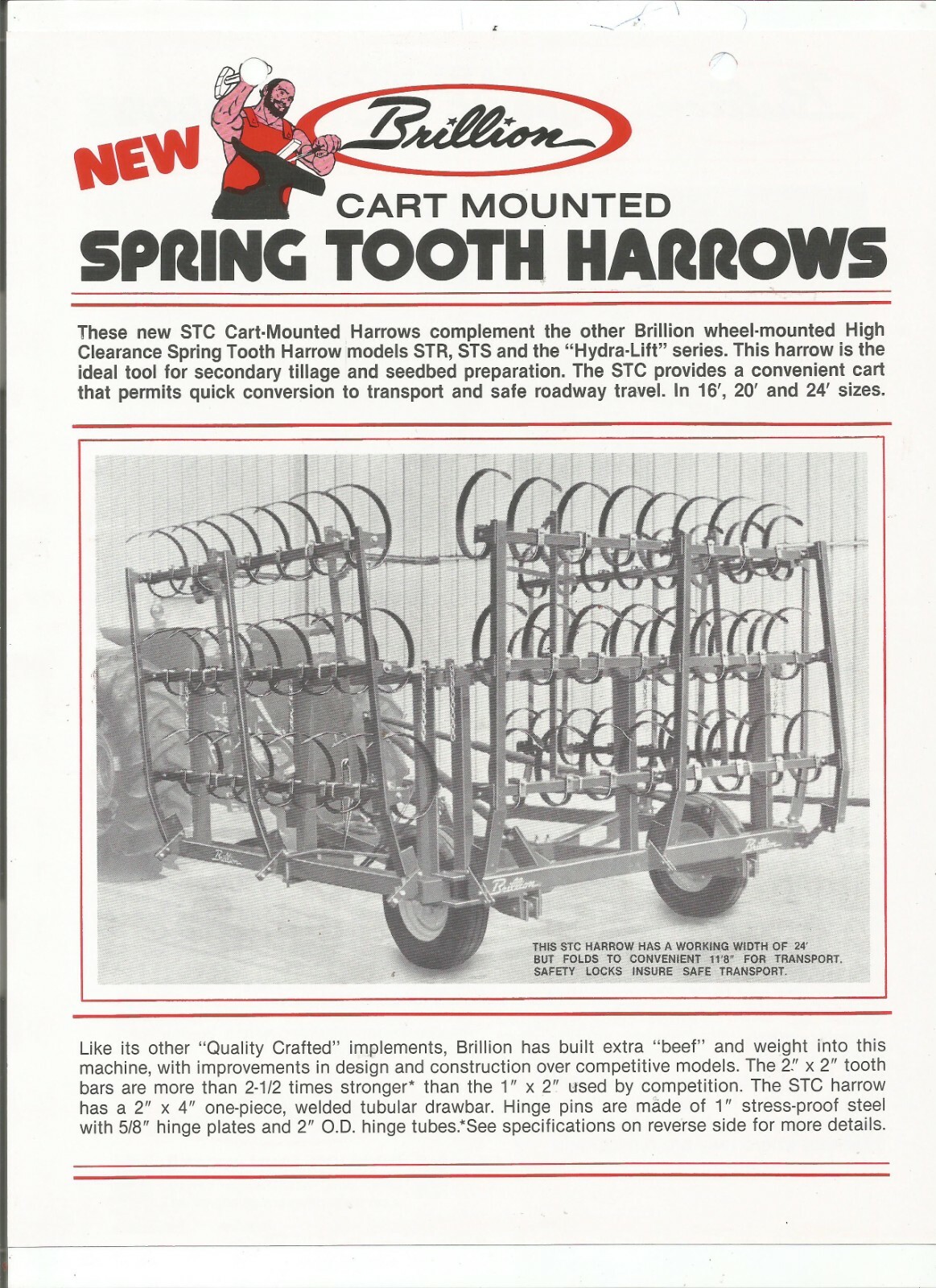 Original OEM Brillion Cart Mounted Spring Tooth Harrows Sales Brochure No. 46-M