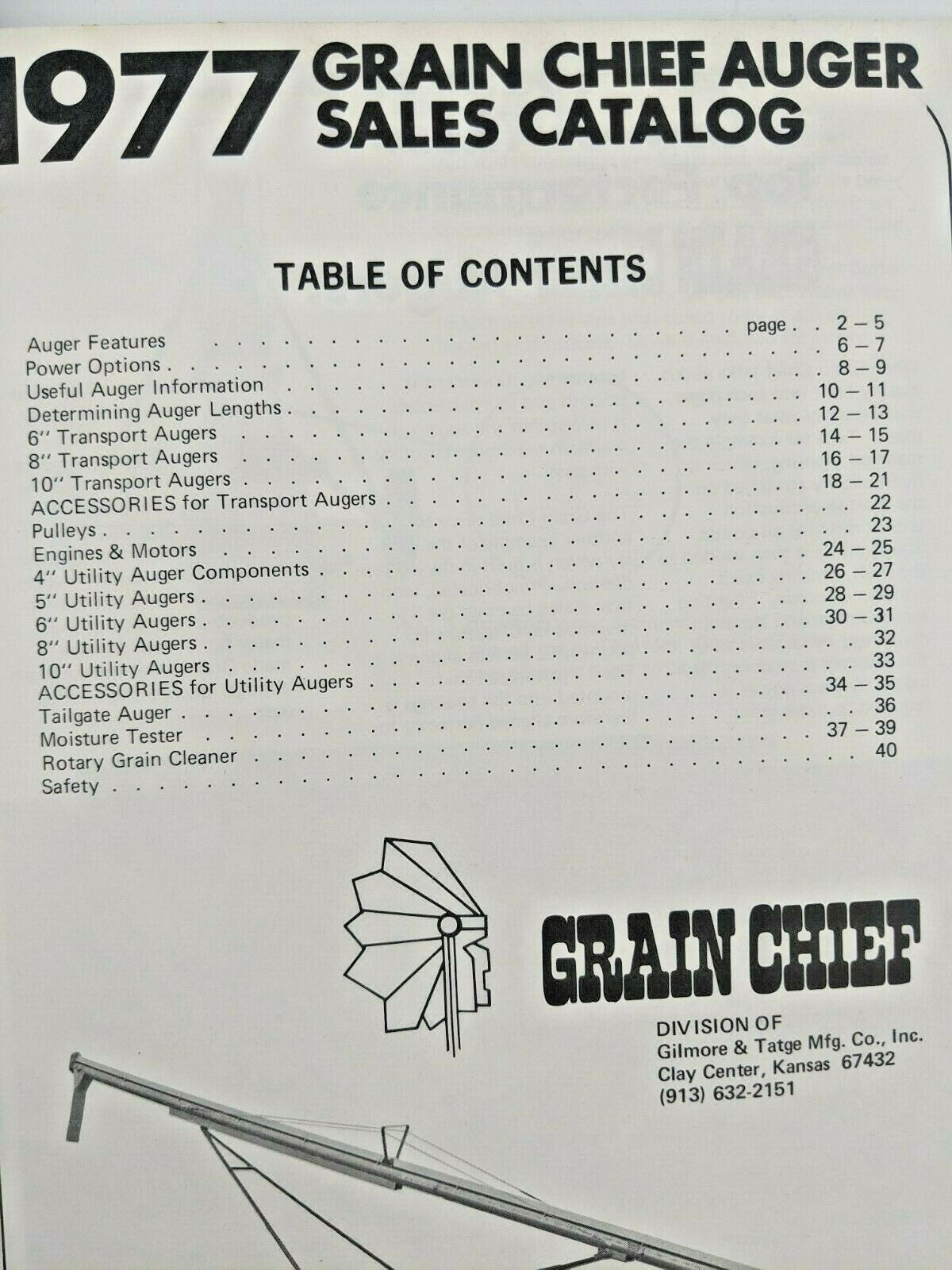 Vintage 1977 Grain Chief Catalog Advertising Farm Equipment Augers Agriculture