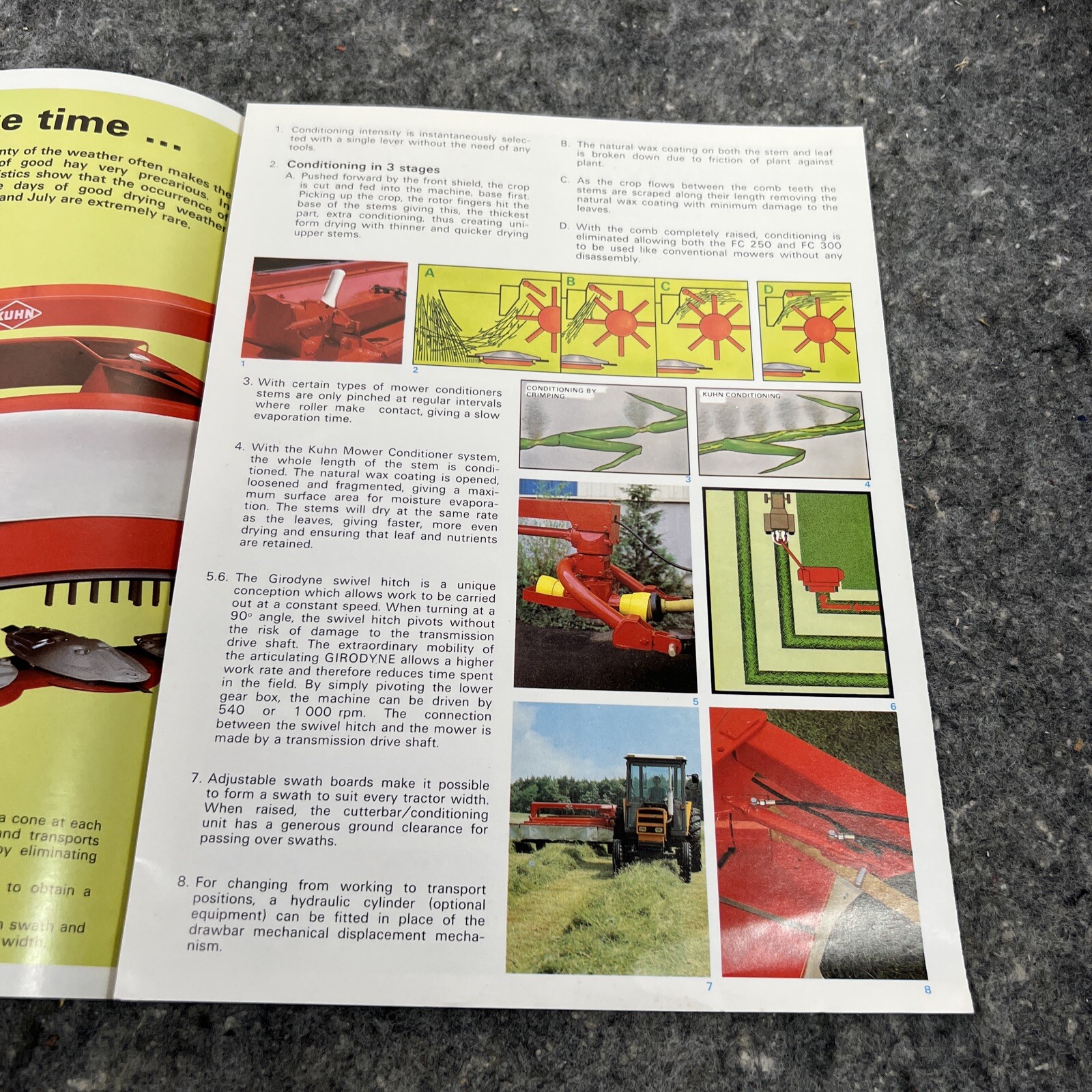 Original KUHN Mower Conditions Color Sales Brochure 250 300