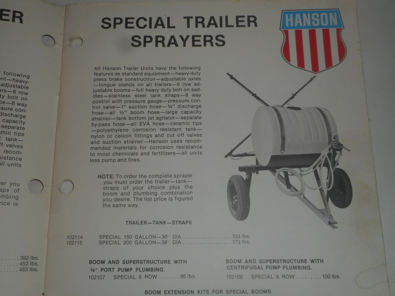 HANSON SPRAYERS 1977 Catalog Farm Equipment Salesman Brochure South Beloit IL