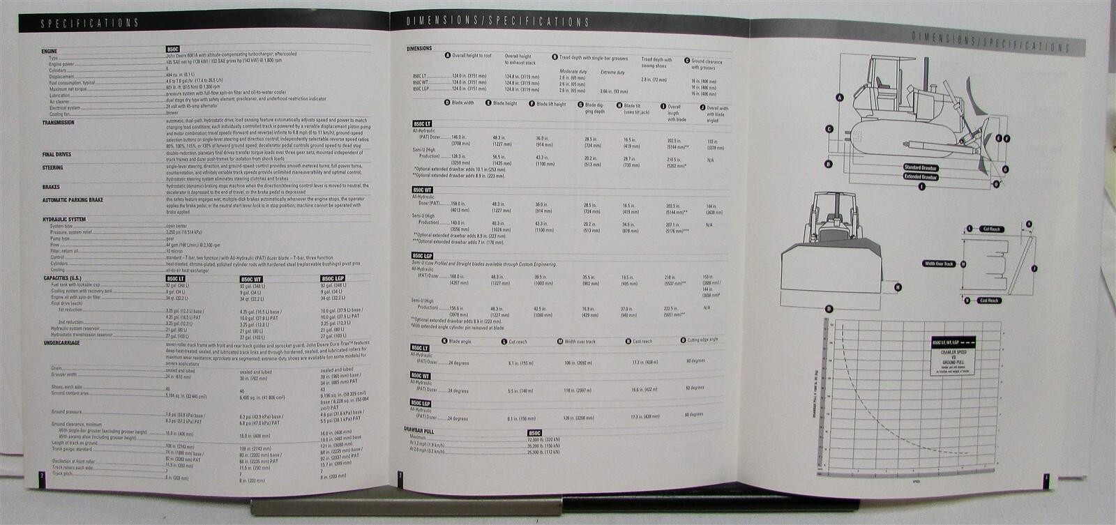2000 John Deere 850C Series II Crawler Dozer Specs Construction Sales Brochure