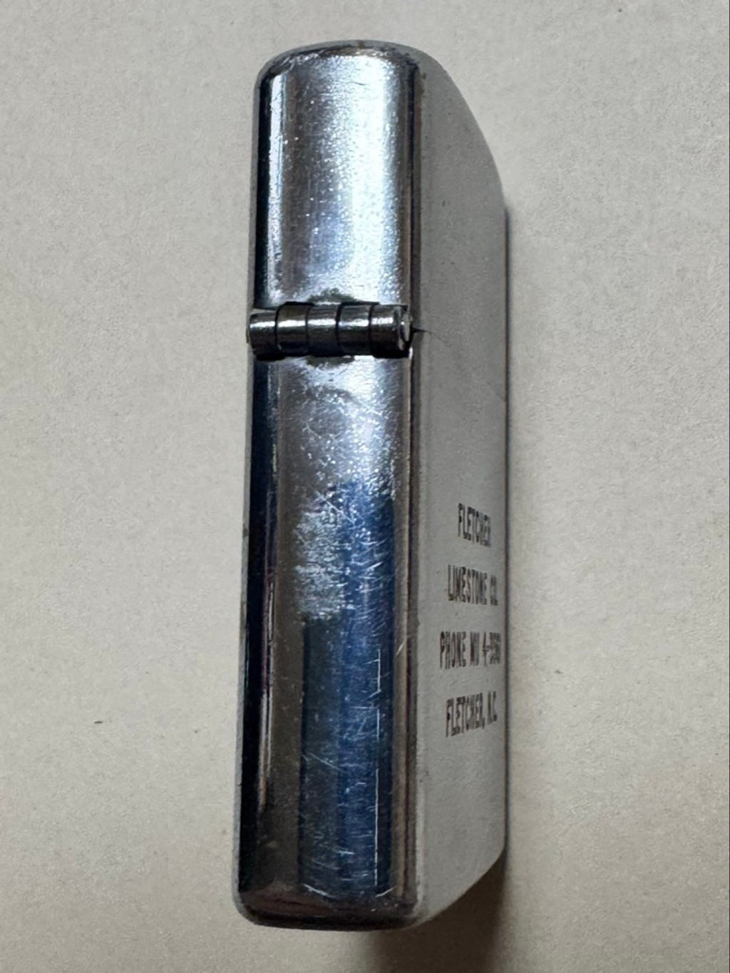 Idealine Silver Advertising Lighter Fletcher Limestone Co. North Carolina NC