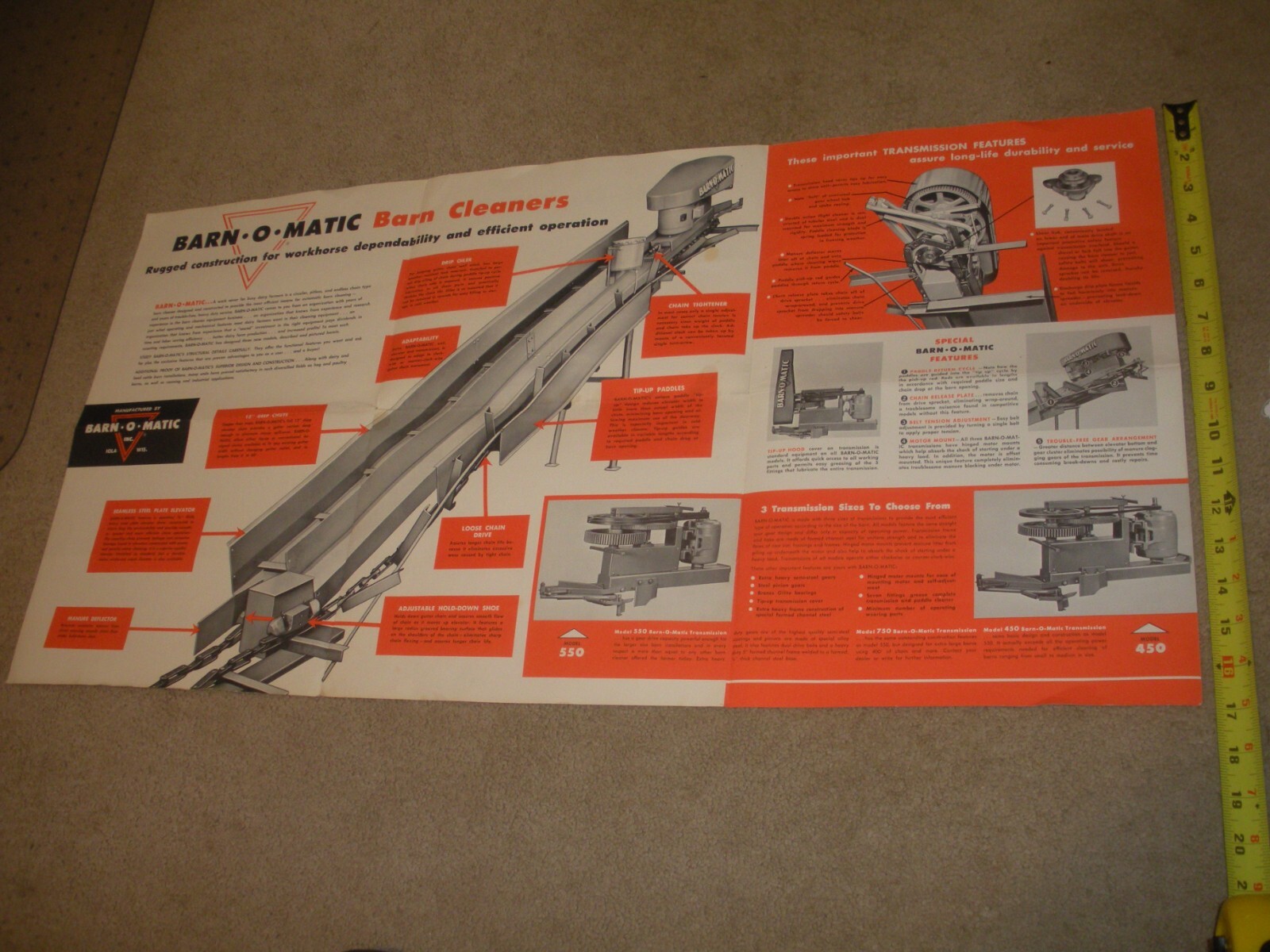 VINTAGE Farm Equipment Brochure – Barn-O-Matic – 300 400 500 – Silo Unloaders