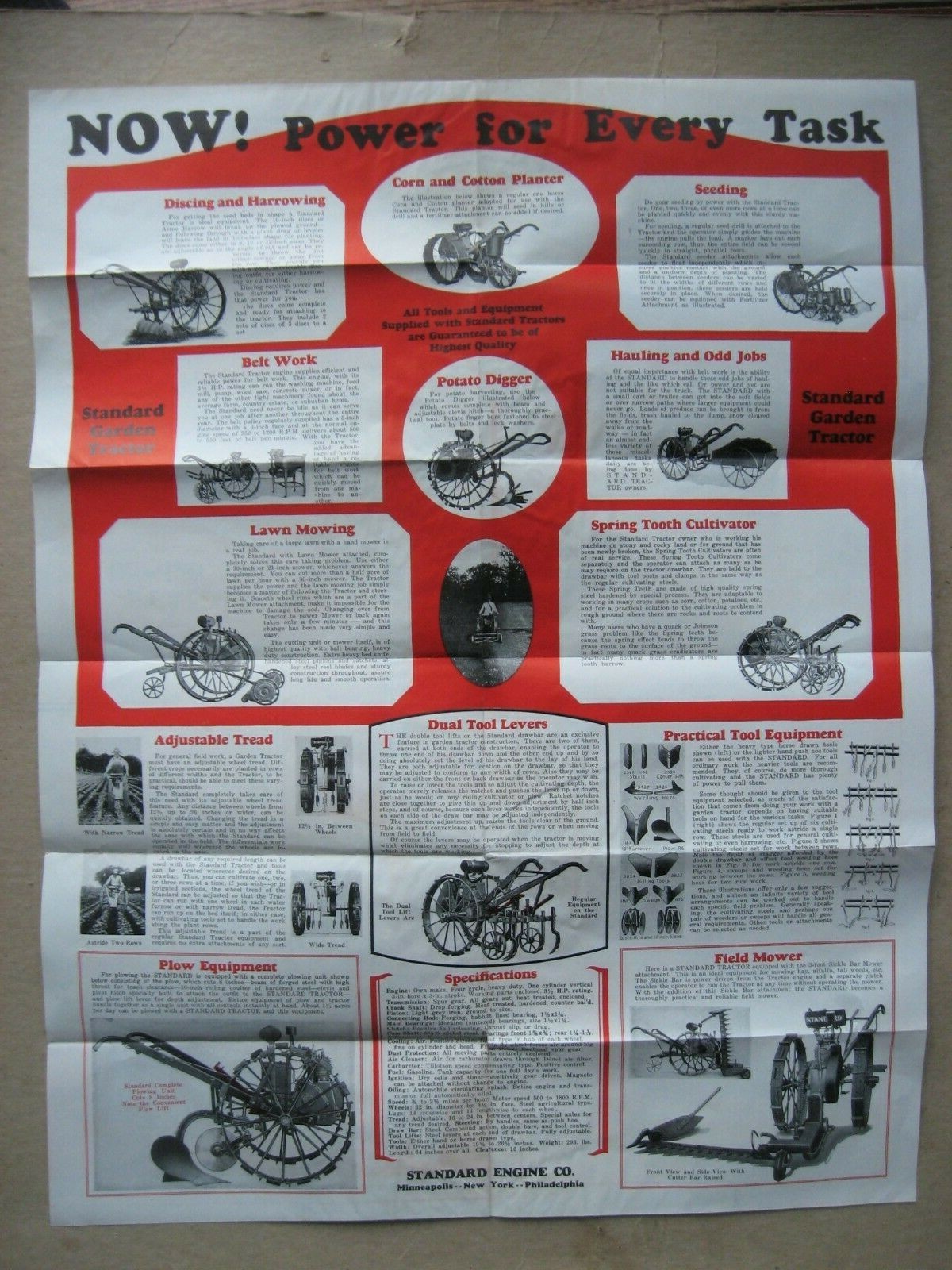 Three 1930&rsquo;s Standard Engine Company, Standard Garden Tractor Farming Brochures