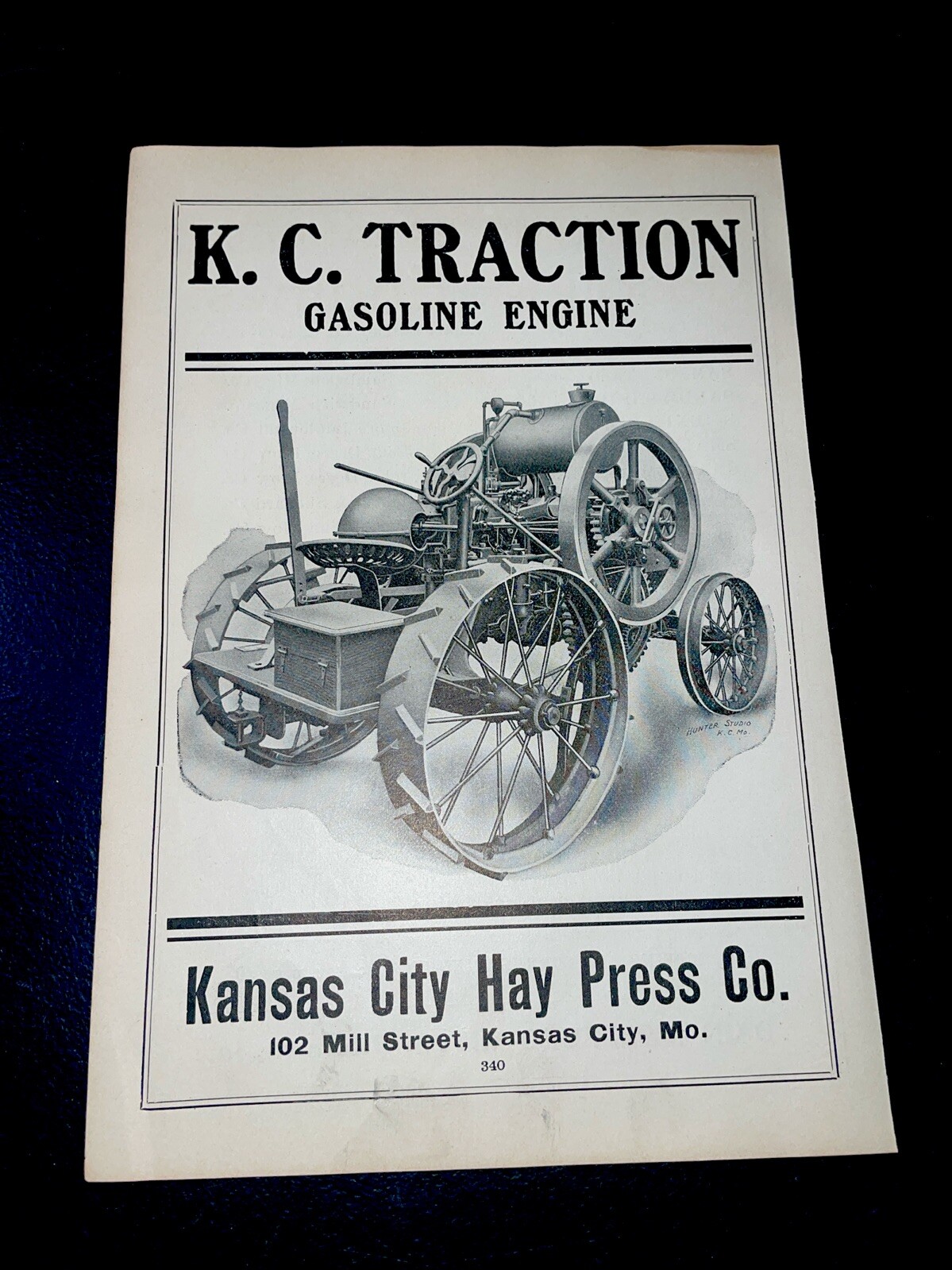 ORIGINAL 1907 K.C. Traction Gasoline Engine Farm Implement Advertising