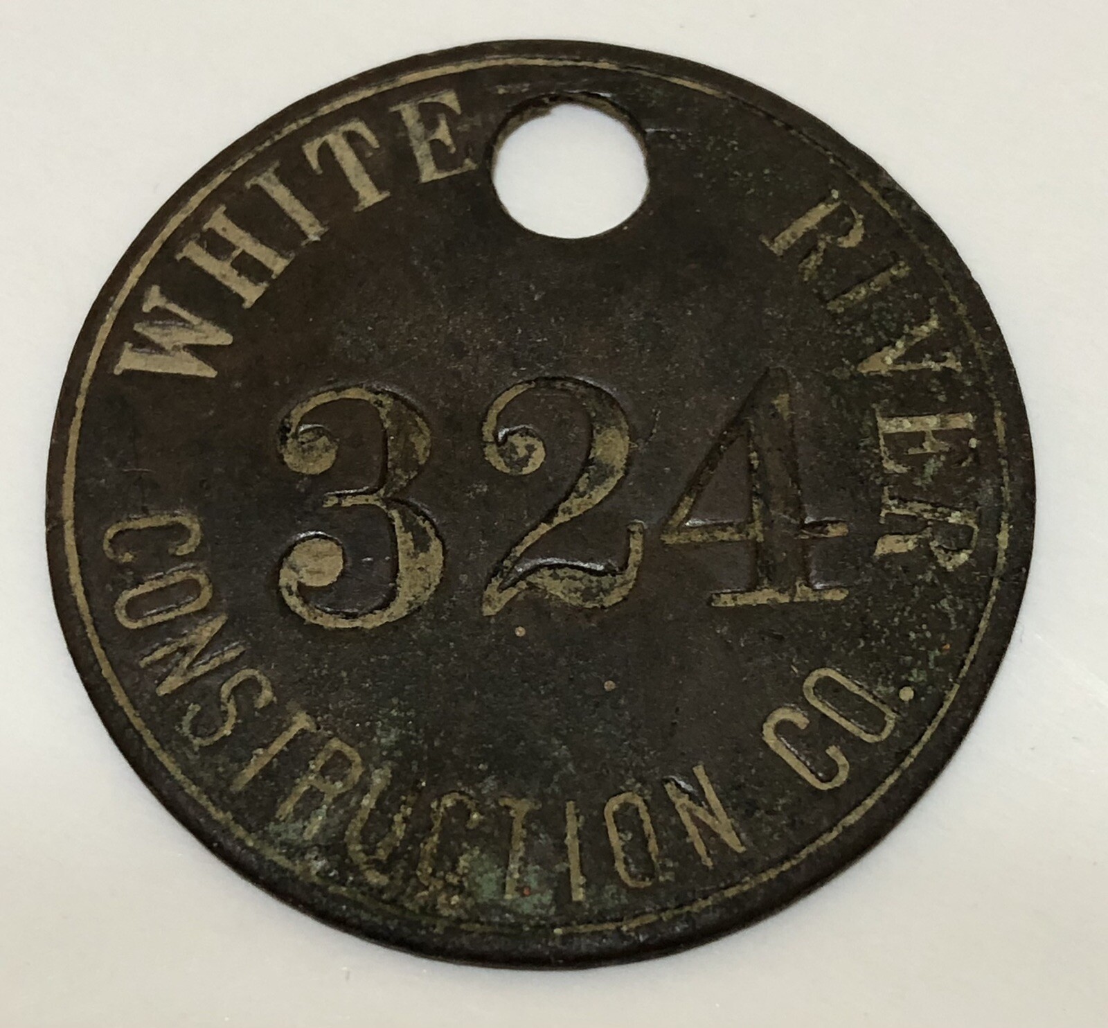 Vintage WHITE RIVER CONSTRUCTION Co Brass Key Fob – Arkansas