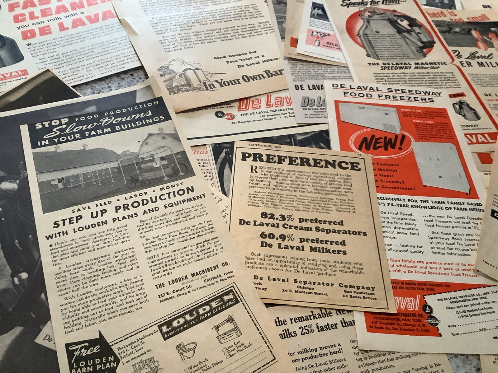 Lot Of 50+ De Laval Products Print Farm Magazine Ads 1920-1960s Milkers Vintage