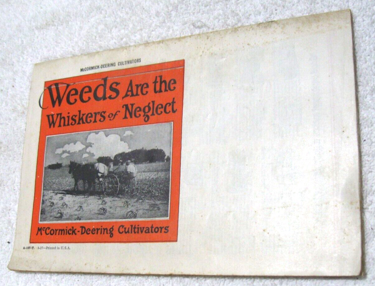 VINTAGE 1927 McCORMICK DEERING HORSE DRAWN CULTIVATORS BROCHURE