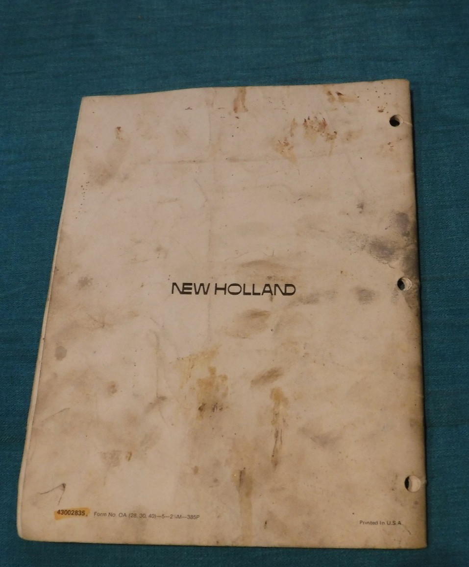 Whirl-A-Feed Blower Operator&rsquo;s Manual 28 30 40 Sperry New Holland BOOKLET