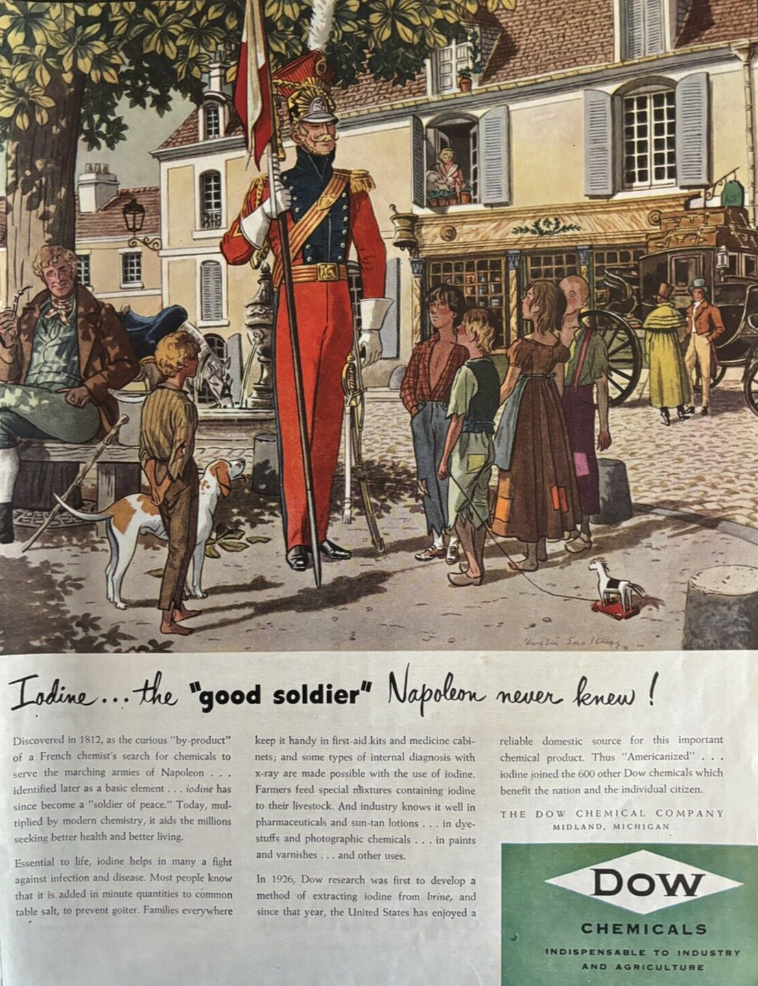 1950 Dow Chemical Company Industry Agriculture Napoleon Iodine Vintage Print Ad