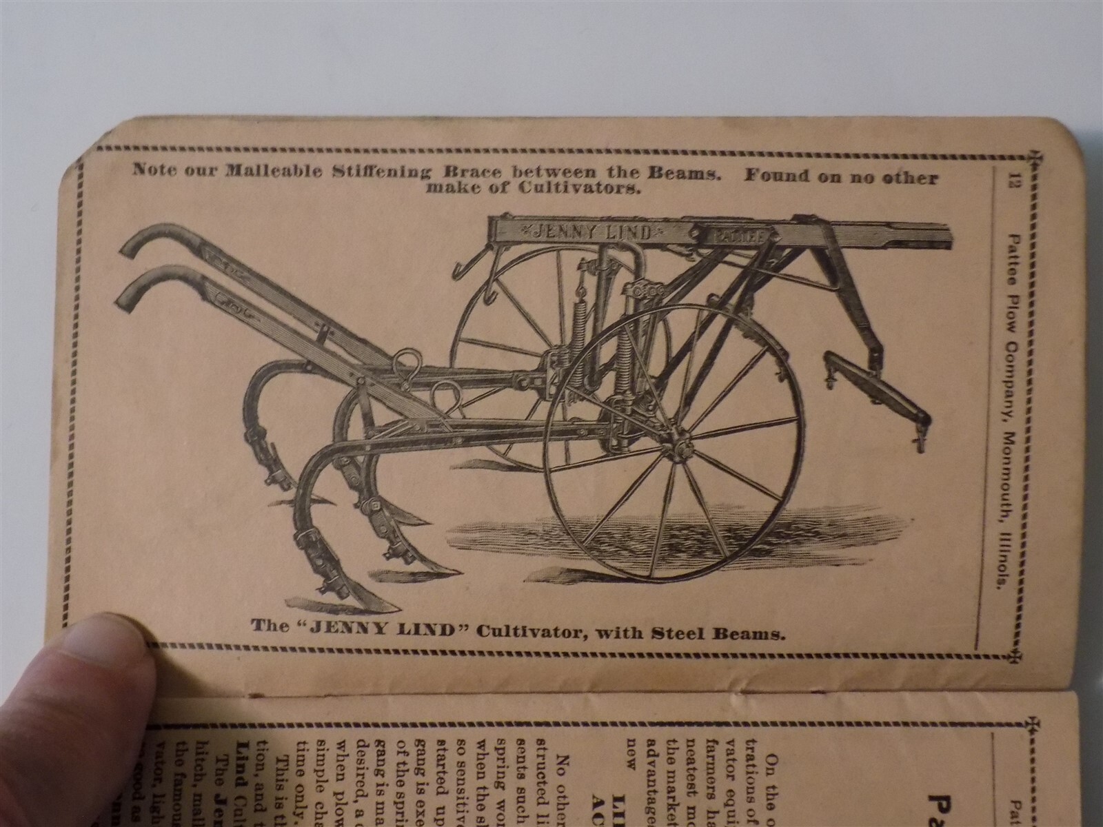 Pattee Plow Company, Monmouth, IL « The New Departure » Vtg Cultivators Pamphlet