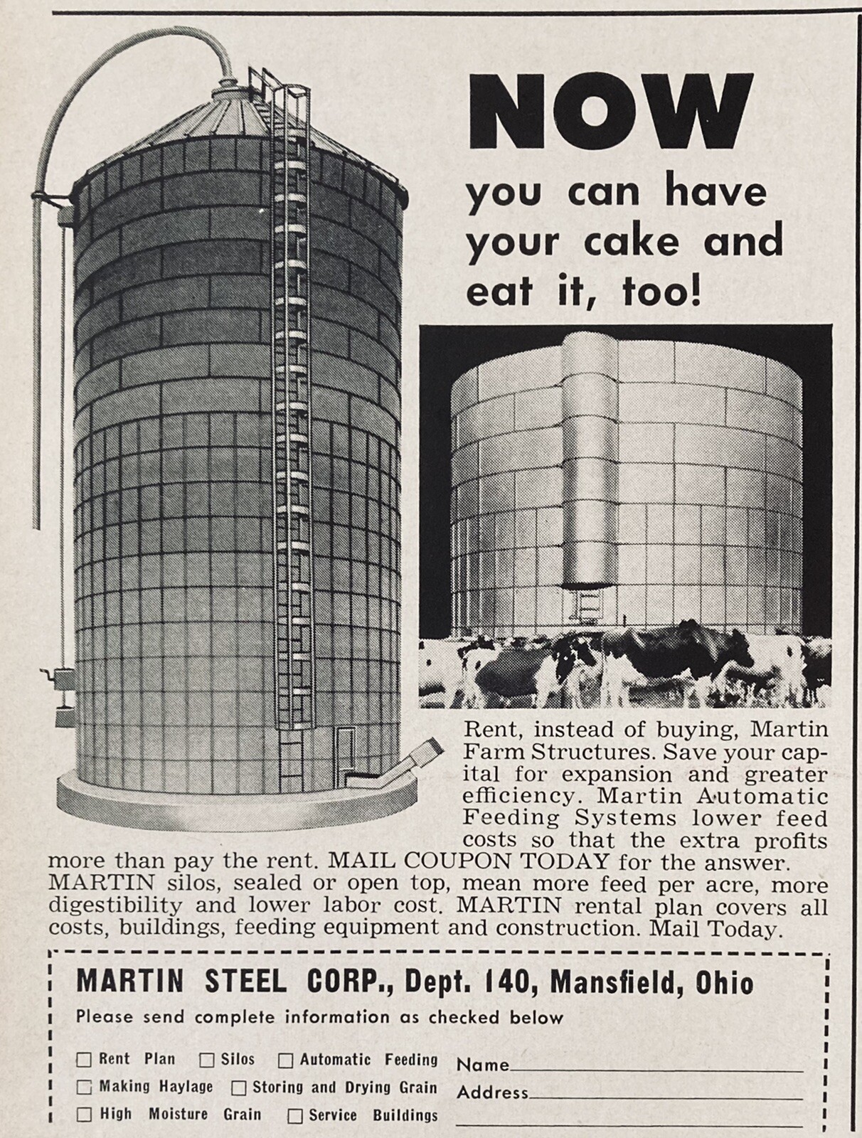 1965 AD.(XH27)~MARTIN STEEL CO. MANSFIELD, OHIO. MARTIN FARM STRUCTURES