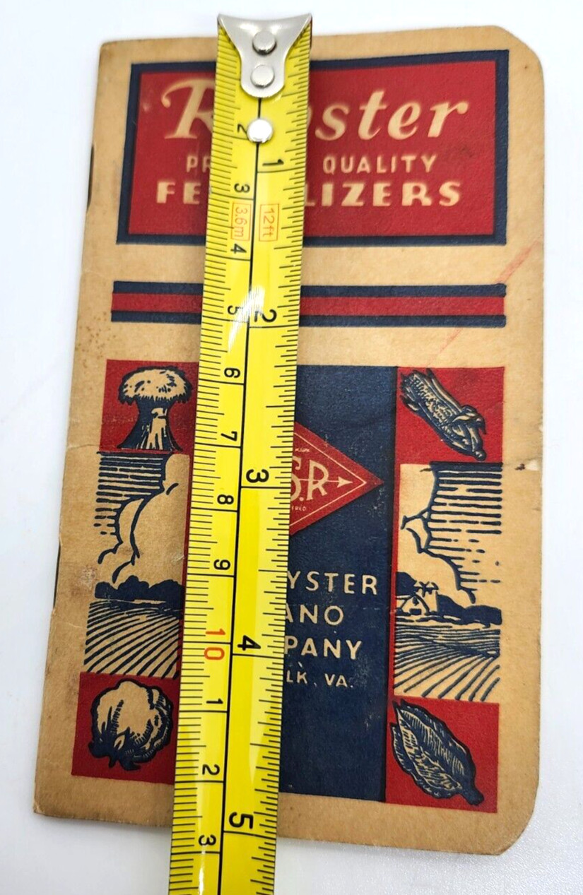 Royster Premium Quality Fertilizers VTG 1944 Notebook Advertising Note Pad